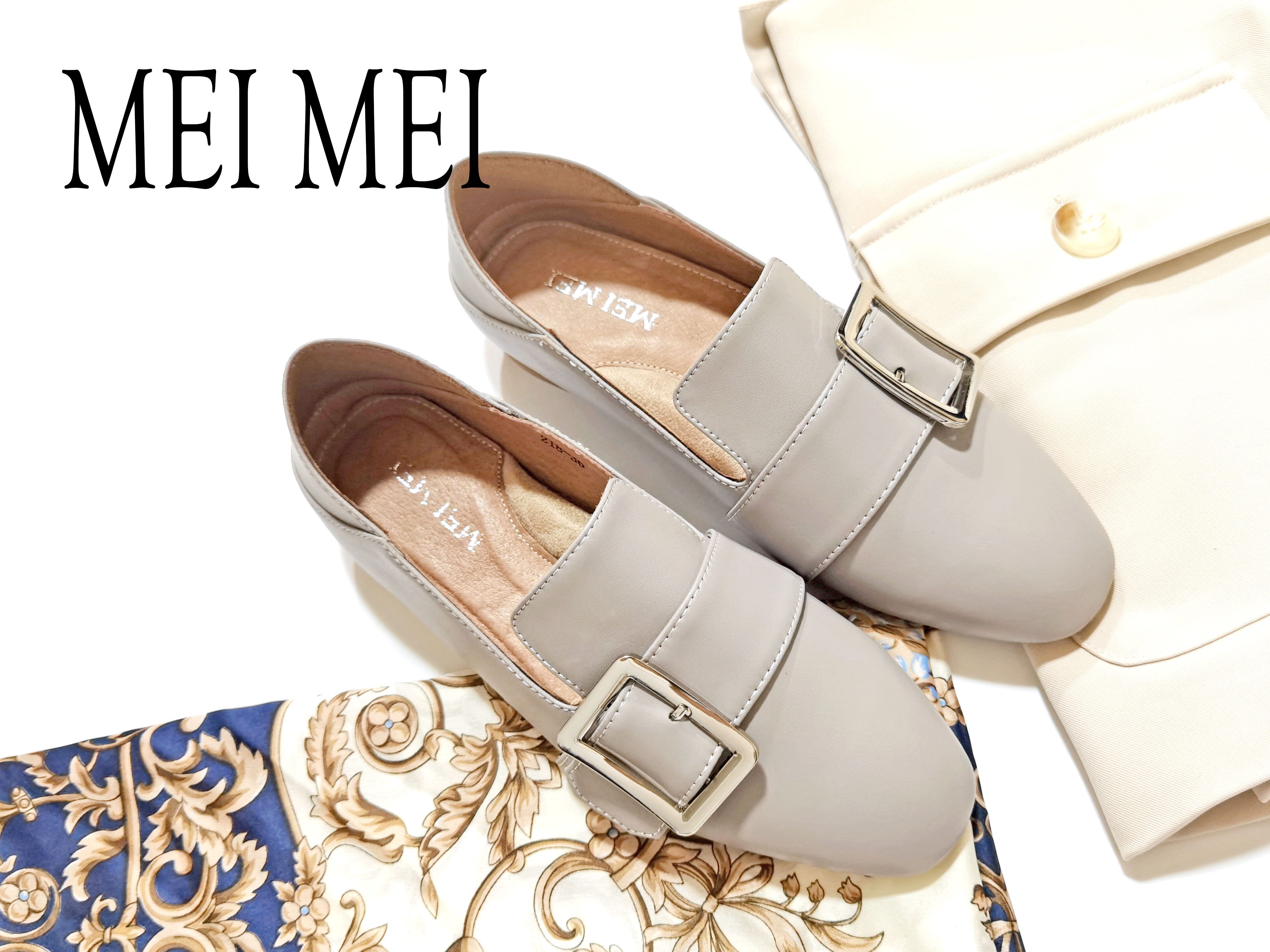 方头侧口平底休闲鞋