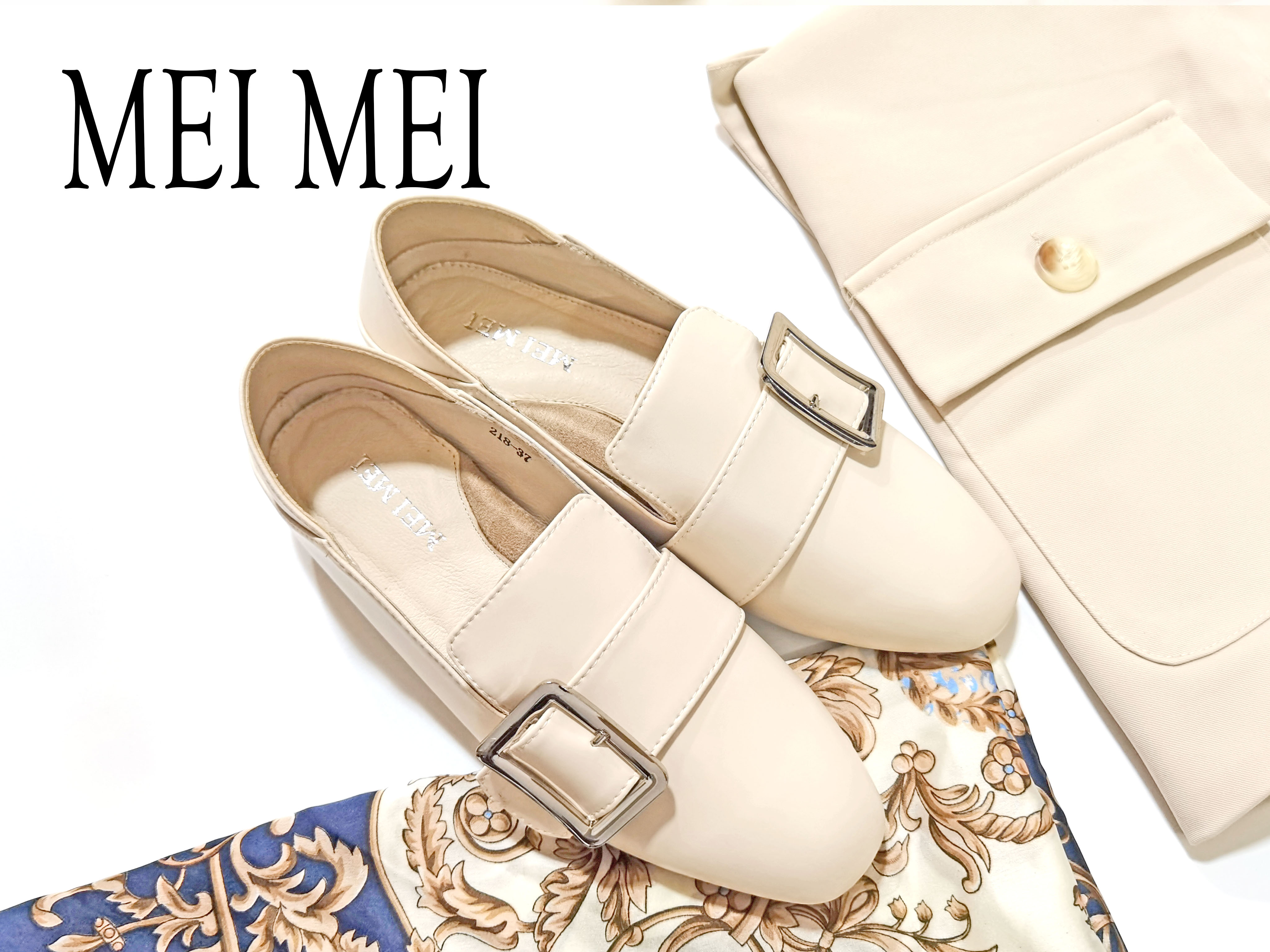 方头侧口平底休闲鞋