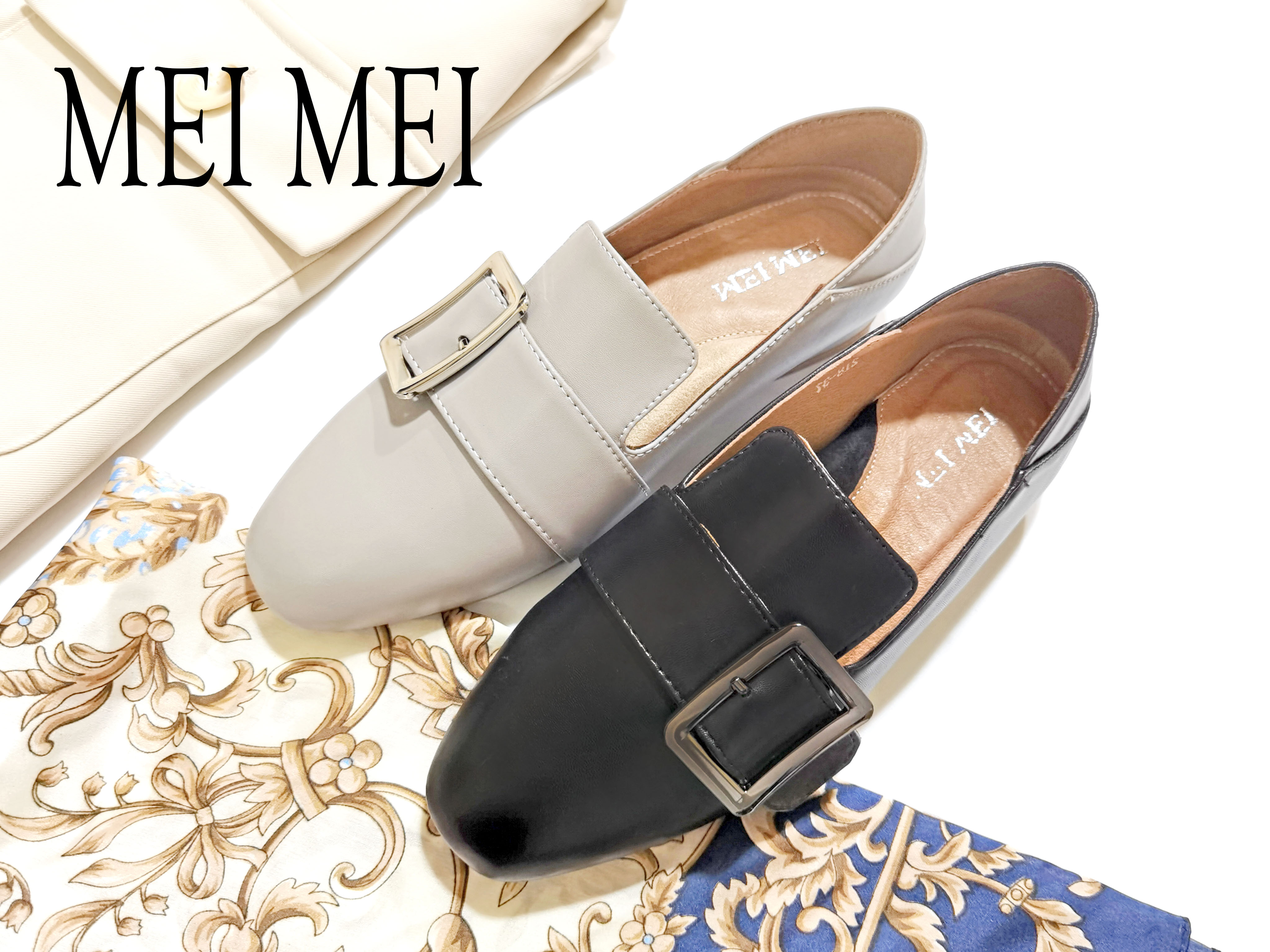 方头侧口平底休闲鞋