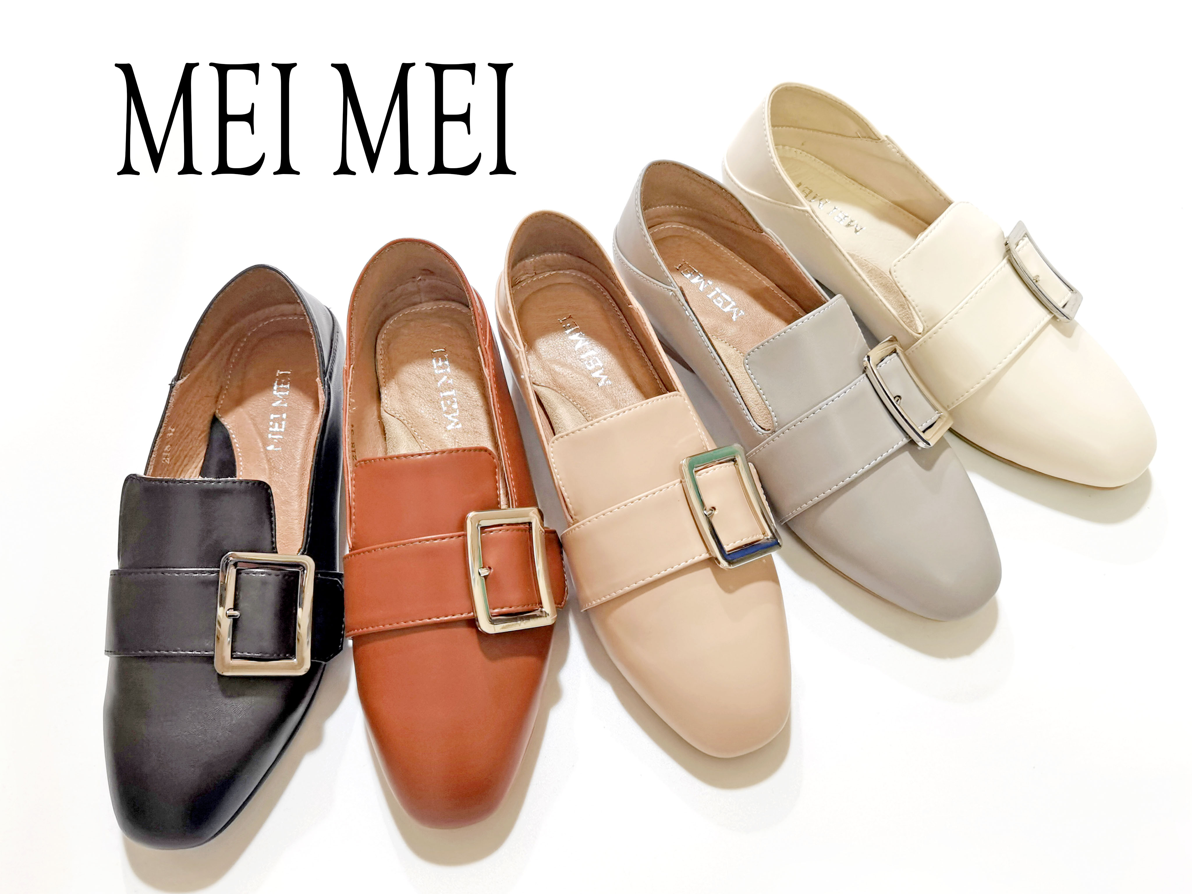 方头侧口平底休闲鞋