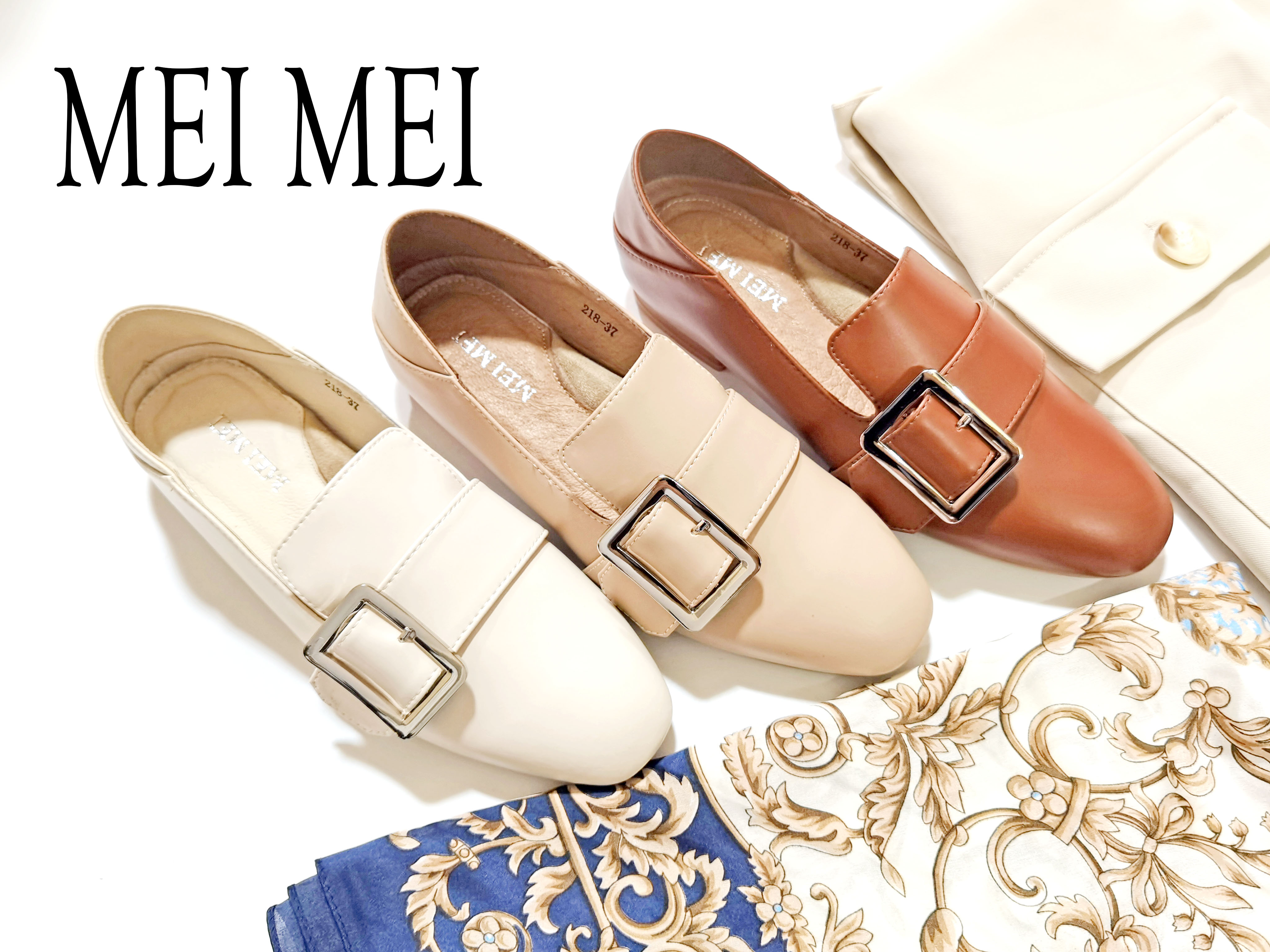 方头侧口平底休闲鞋