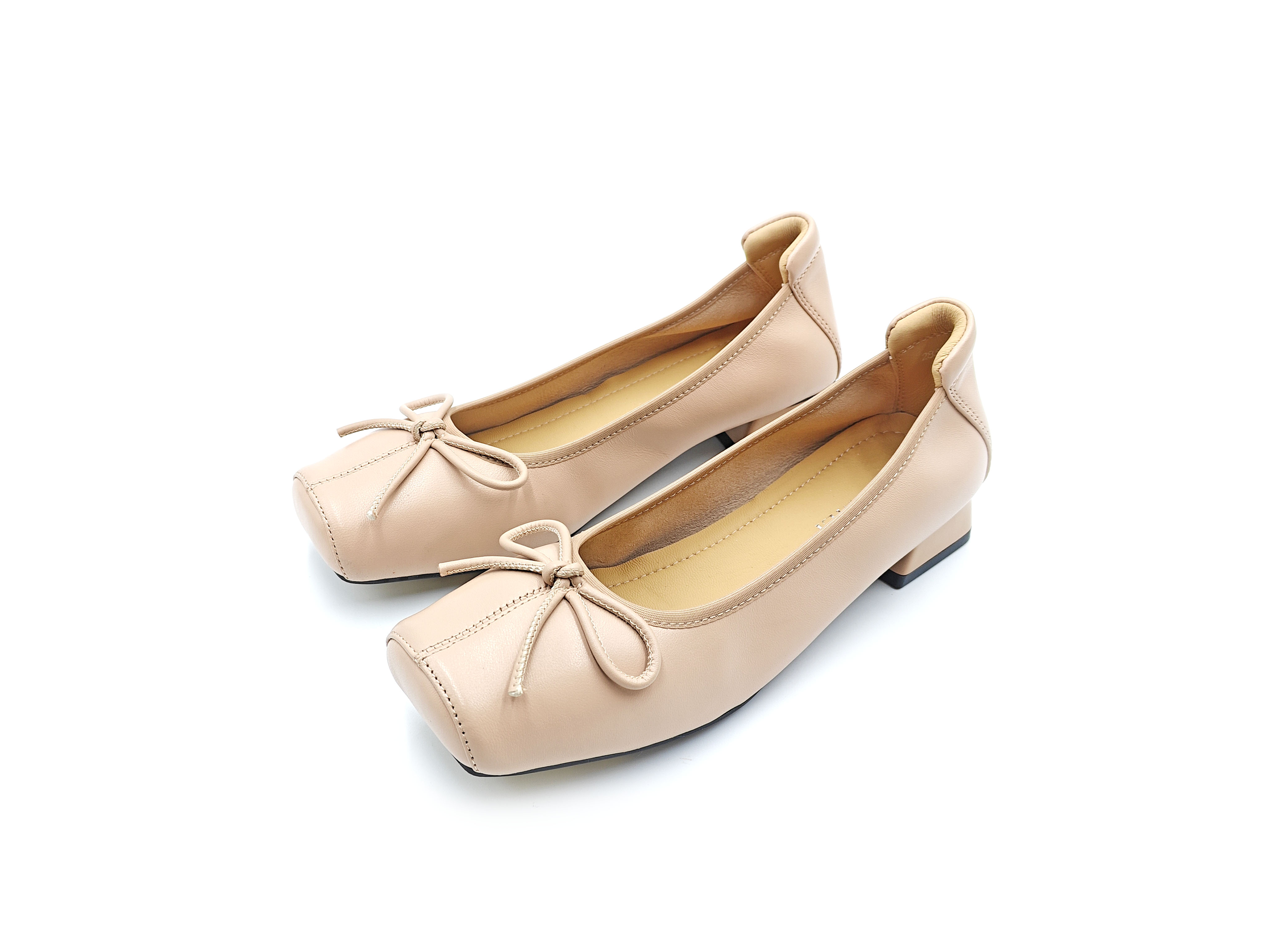 方頭羊皮蝴蝶結芭蕾舞鞋