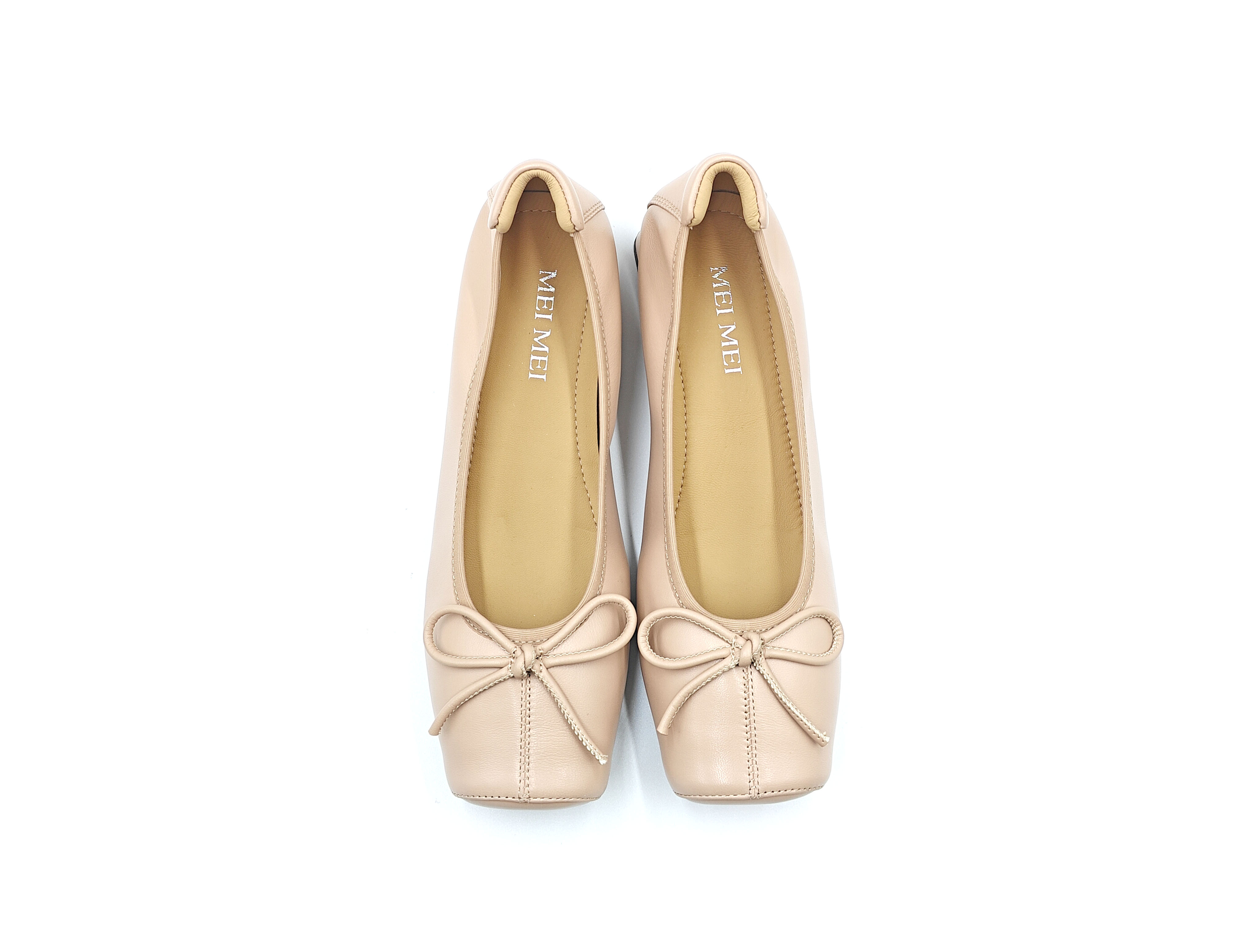 方頭羊皮蝴蝶結芭蕾舞鞋