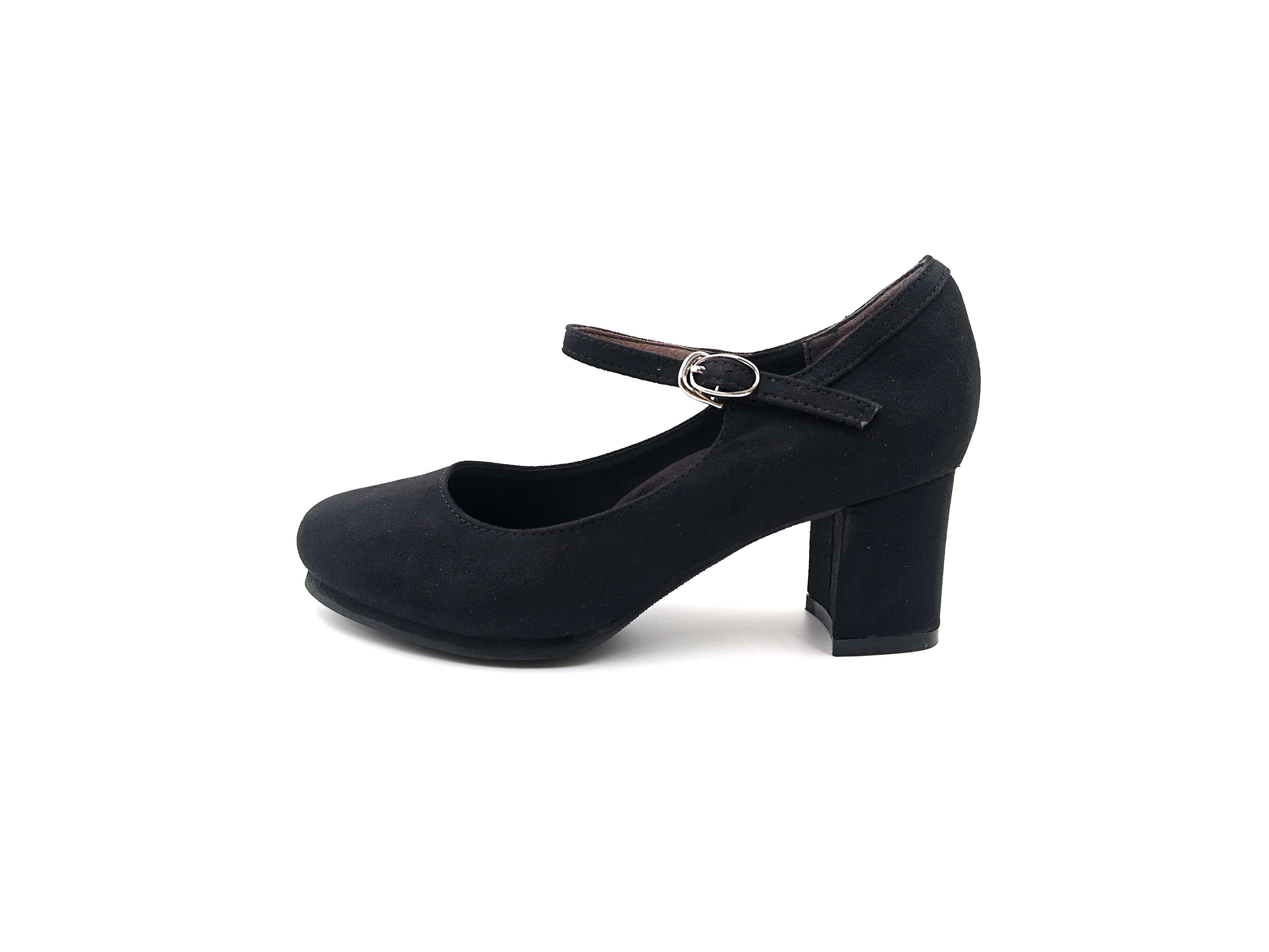 圓頭橫帶粗跟高跟鞋