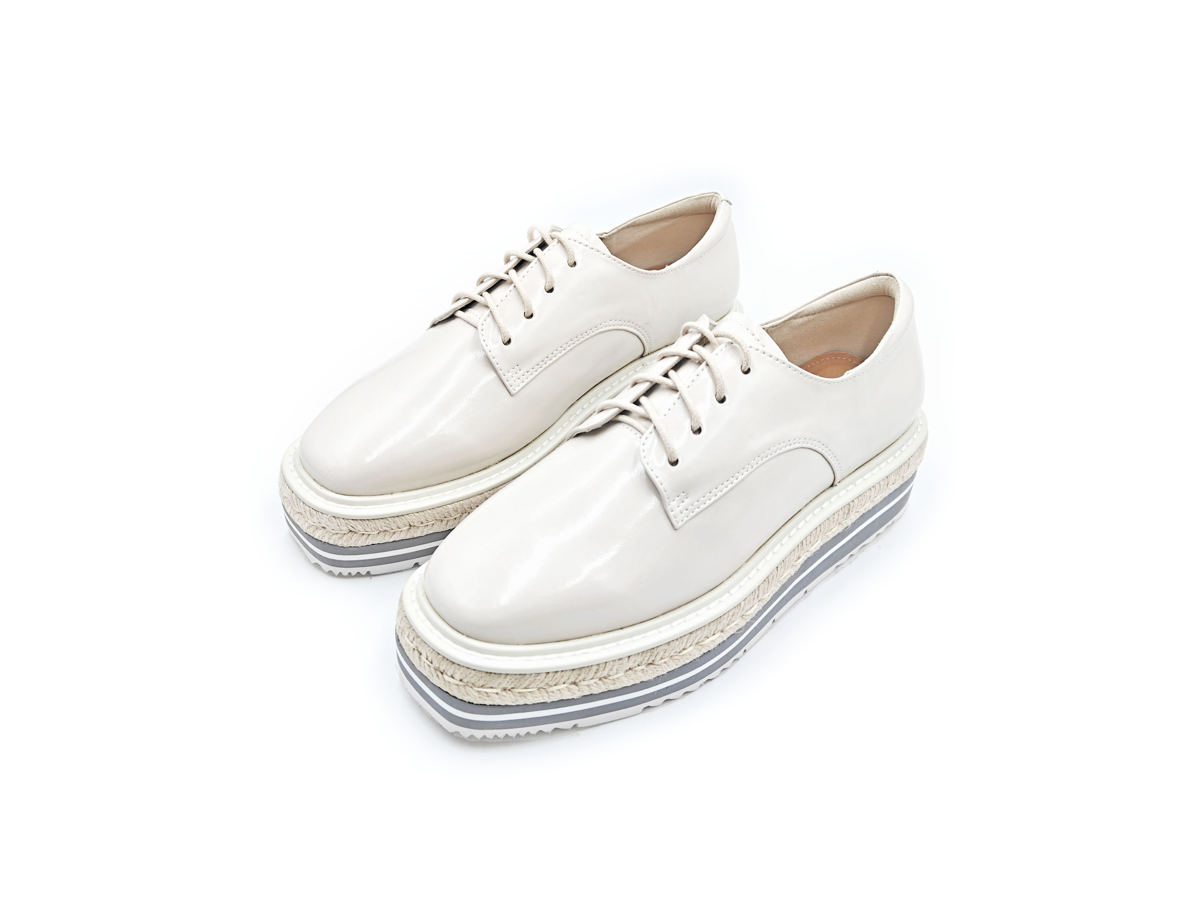 方頭油皮綁帶厚底鬆糕鞋