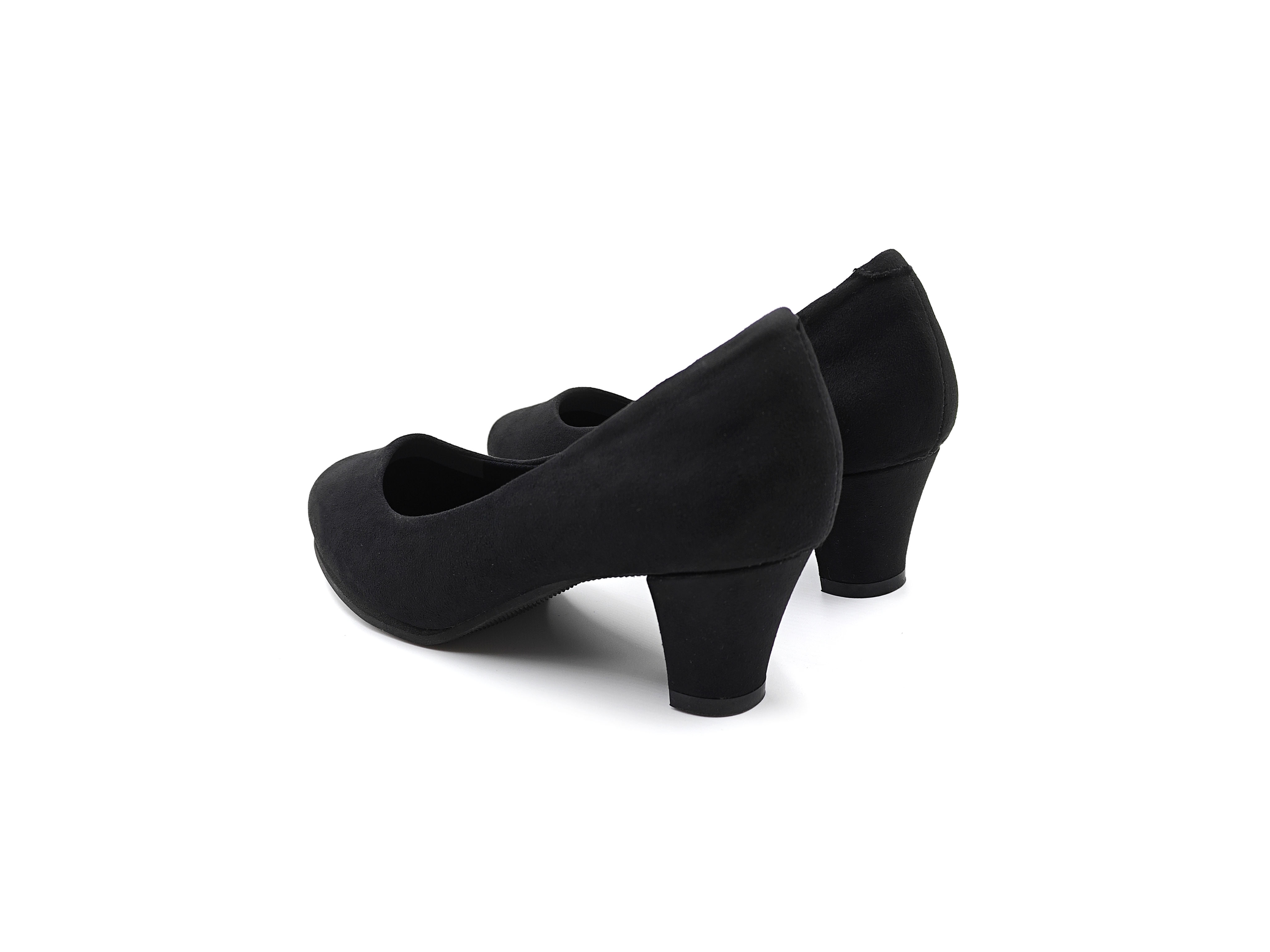 黑色圓頭中粗跟高跟鞋