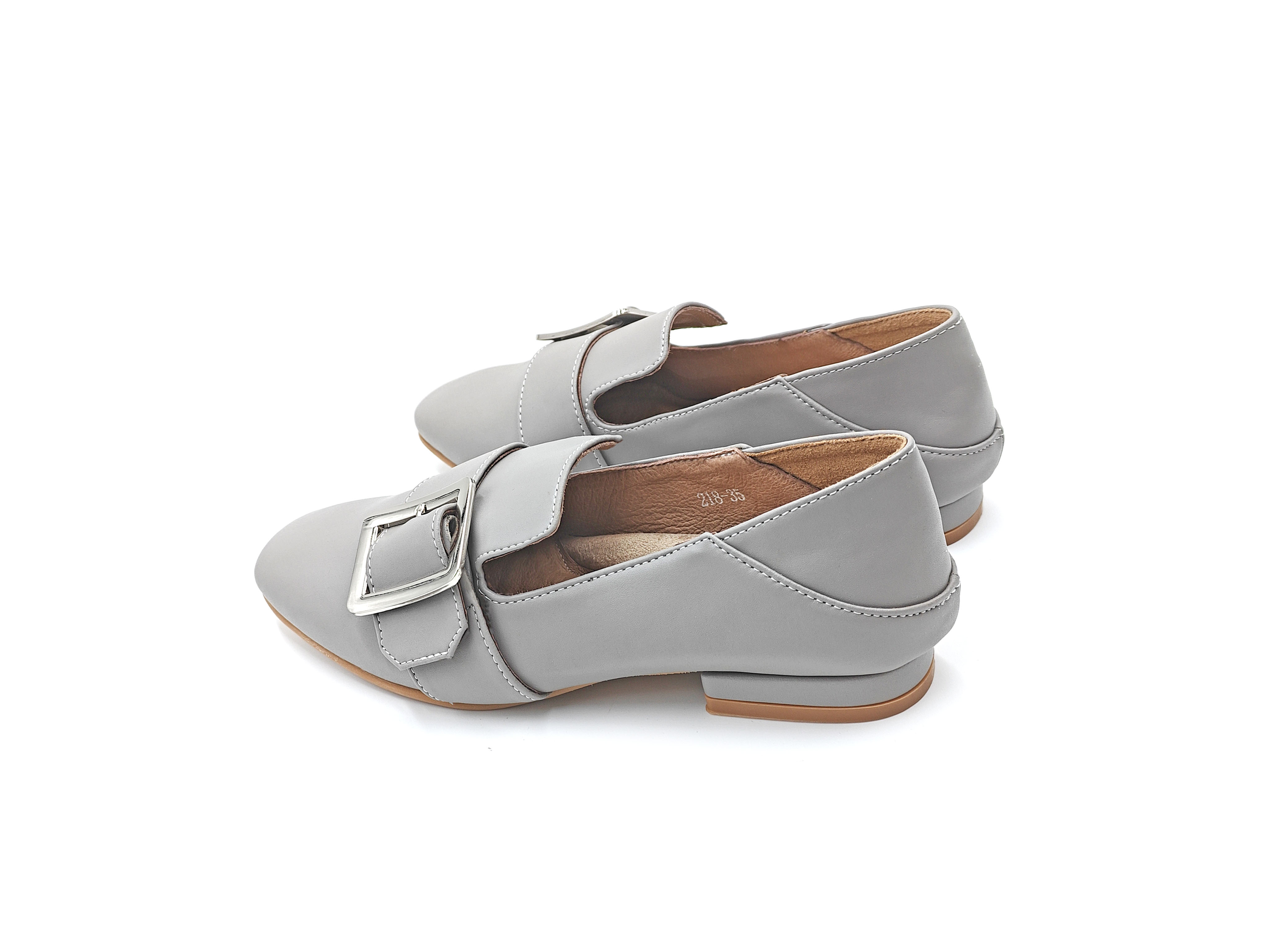 方頭方扣踩跟休閒平底鞋