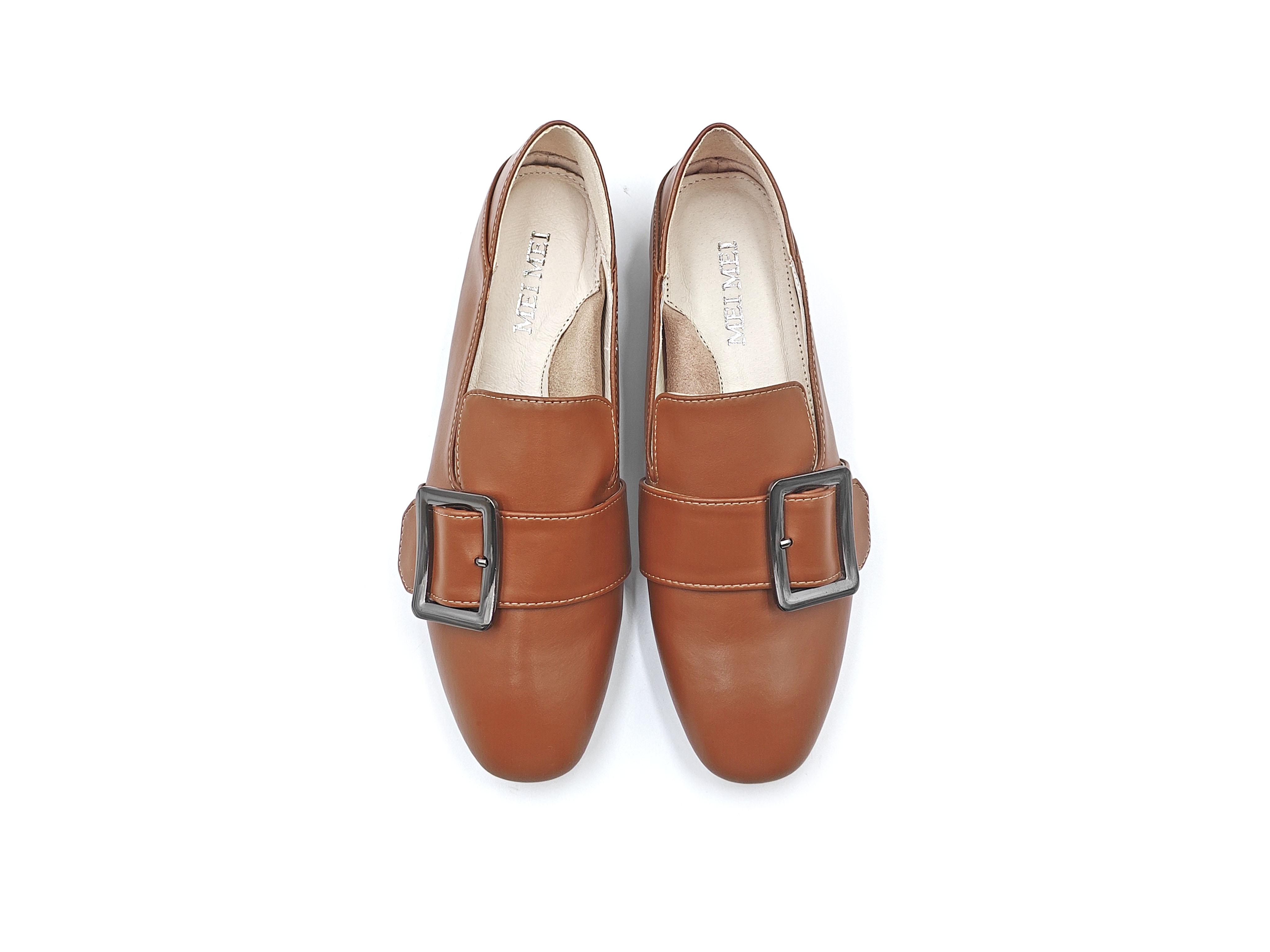 方頭方扣踩跟休閒平底鞋