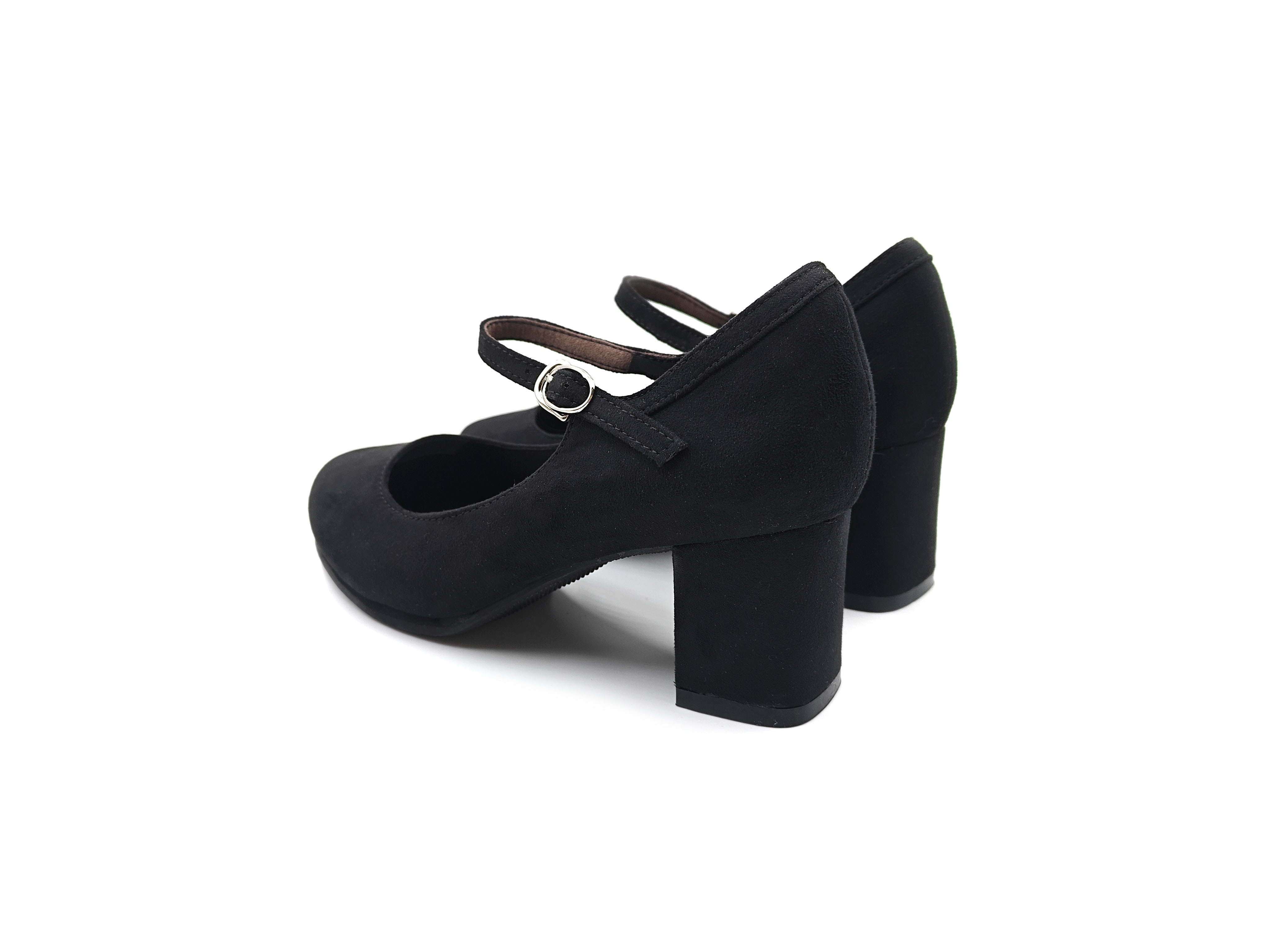 圓頭橫帶粗跟高跟鞋