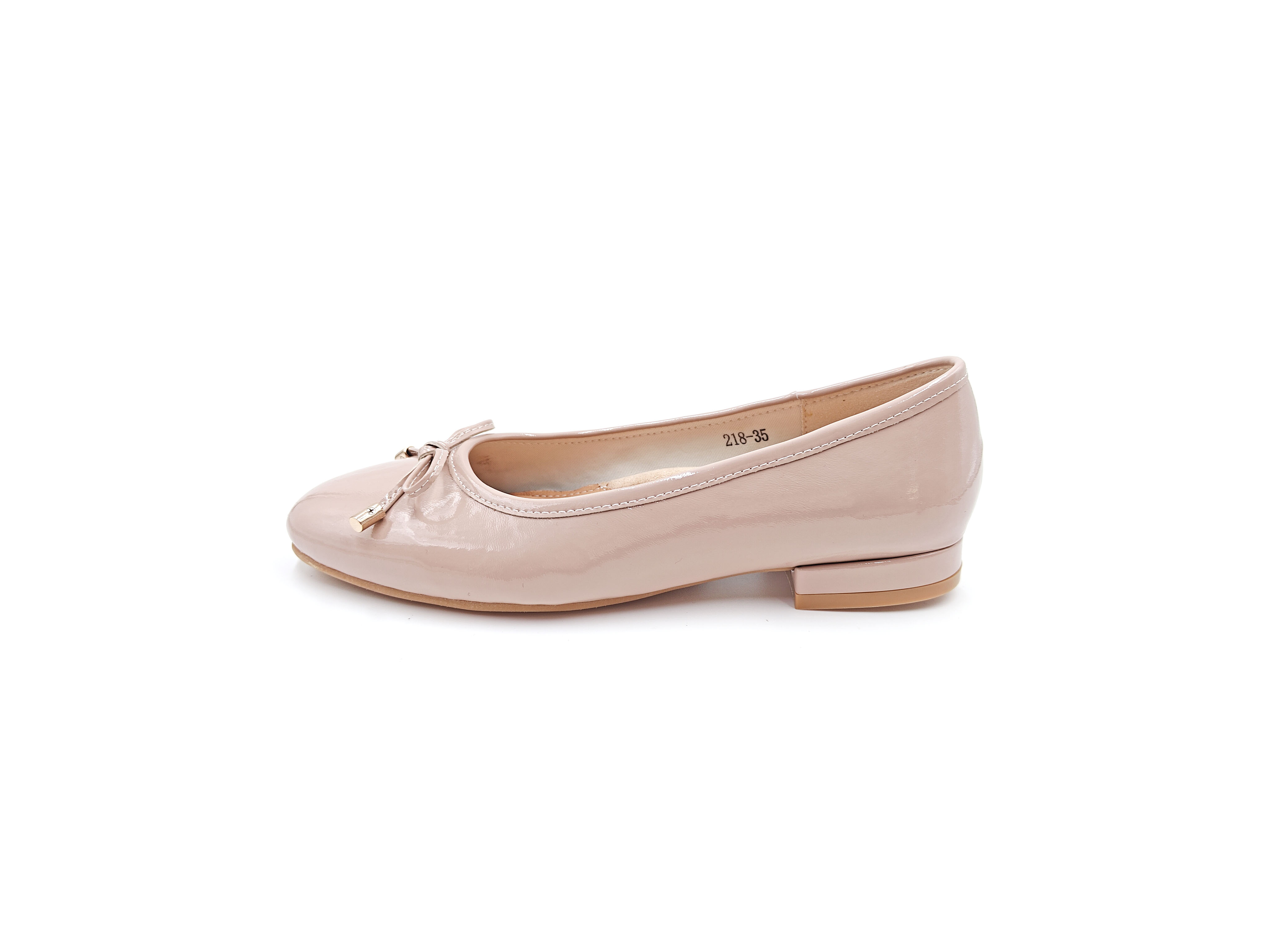 圓頭蝴蝶結軟漆皮平底鞋