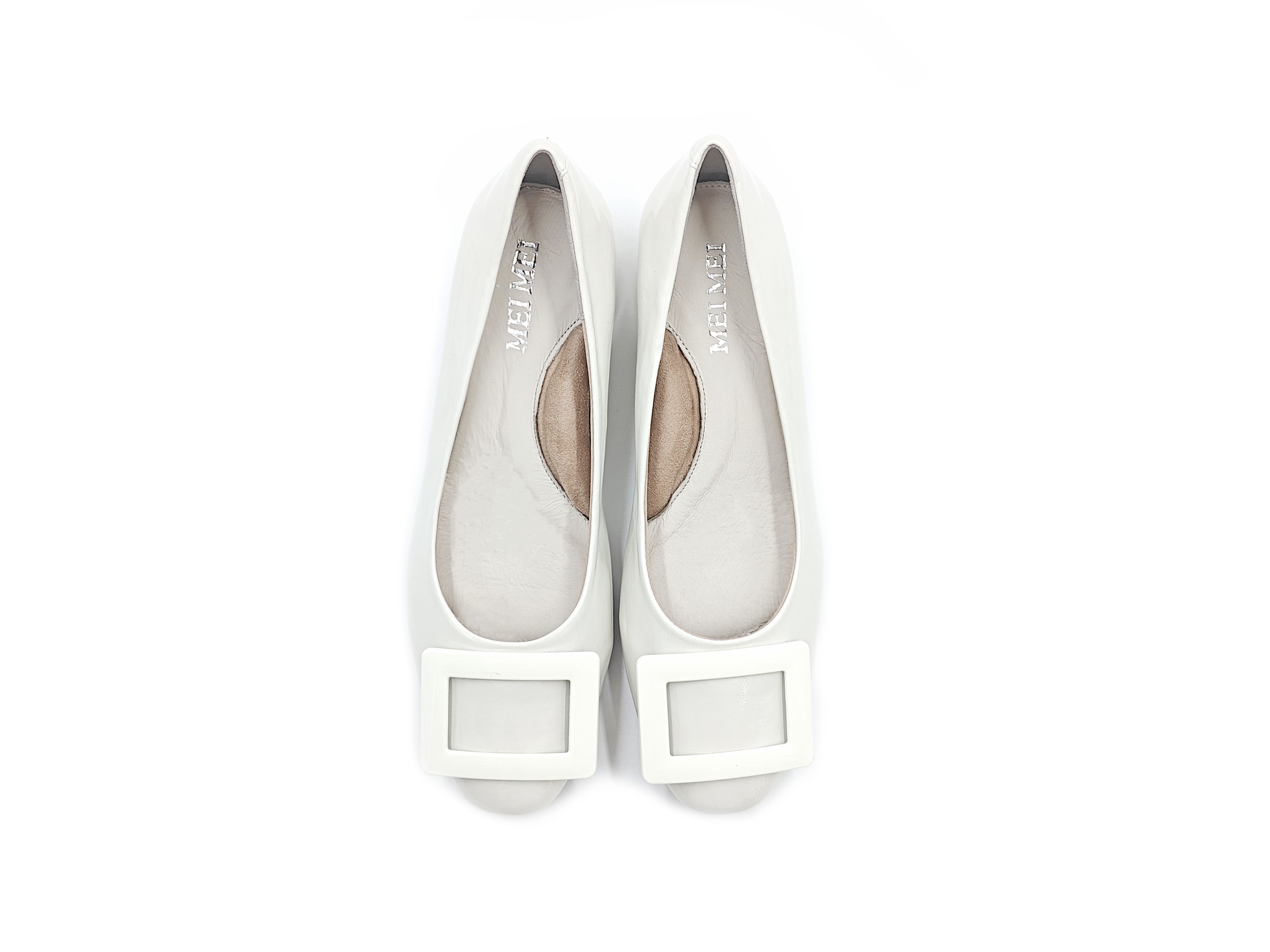 方頭烤漆方扣粗跟單鞋