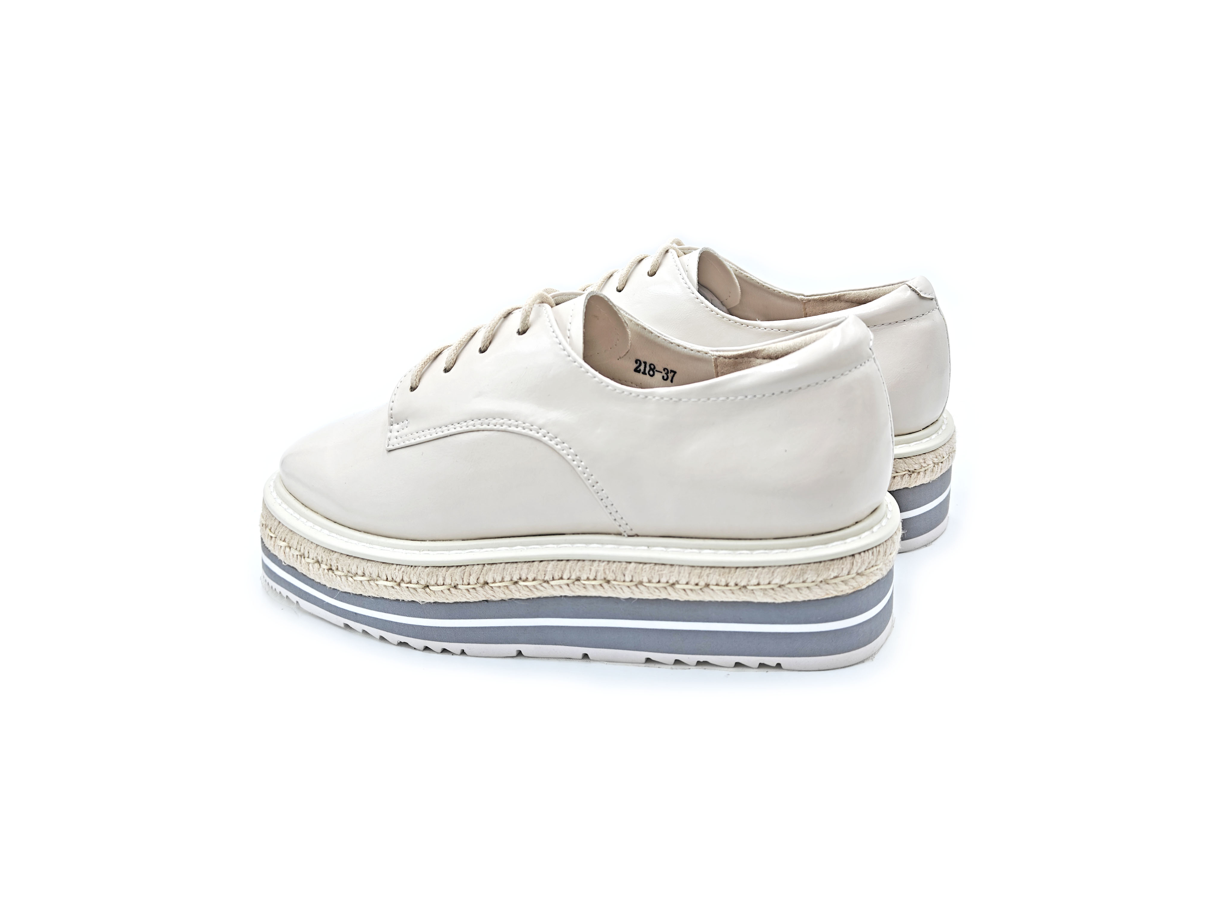 方頭油皮綁帶厚底鬆糕鞋