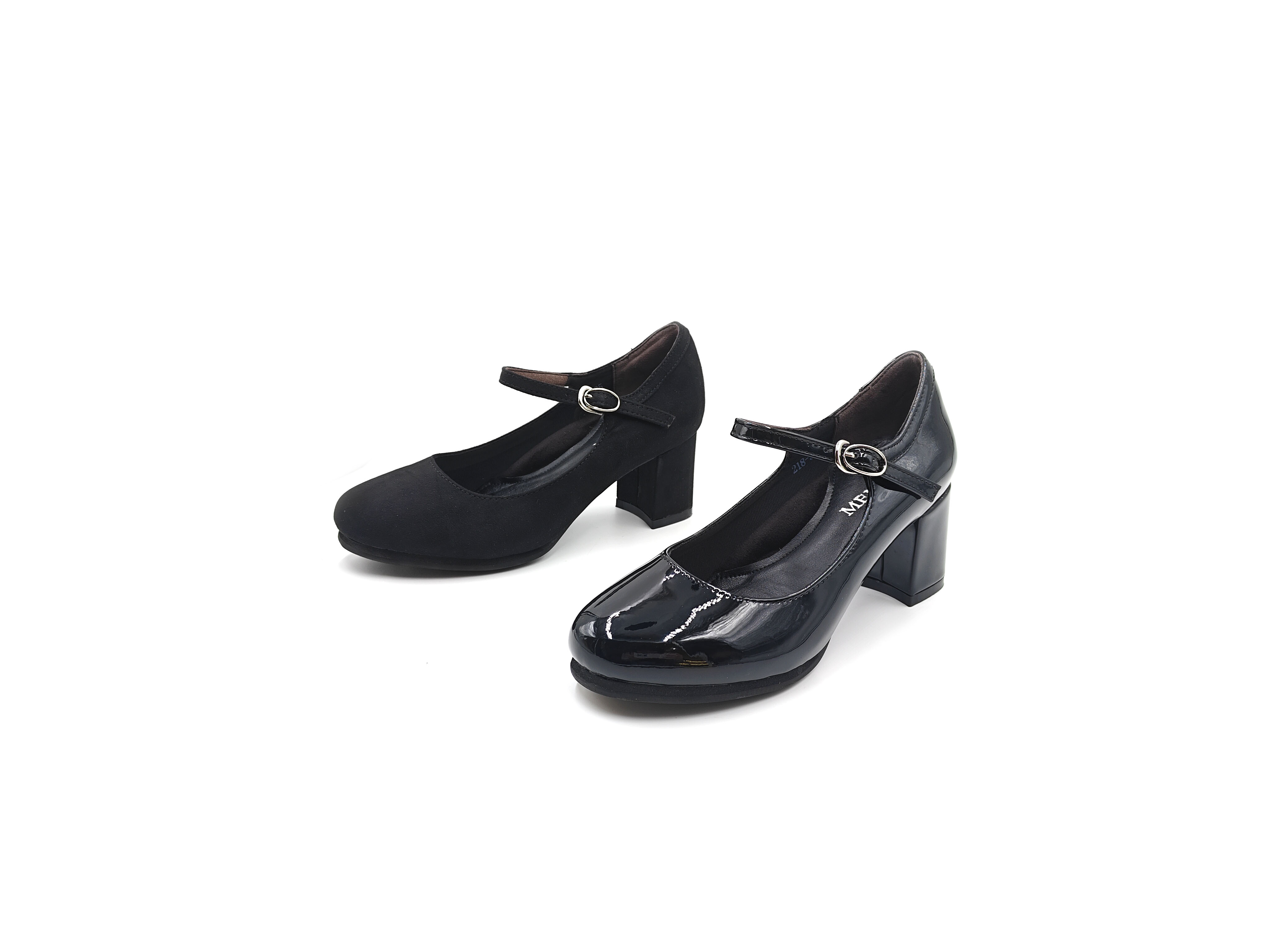 圓頭橫帶粗跟高跟鞋