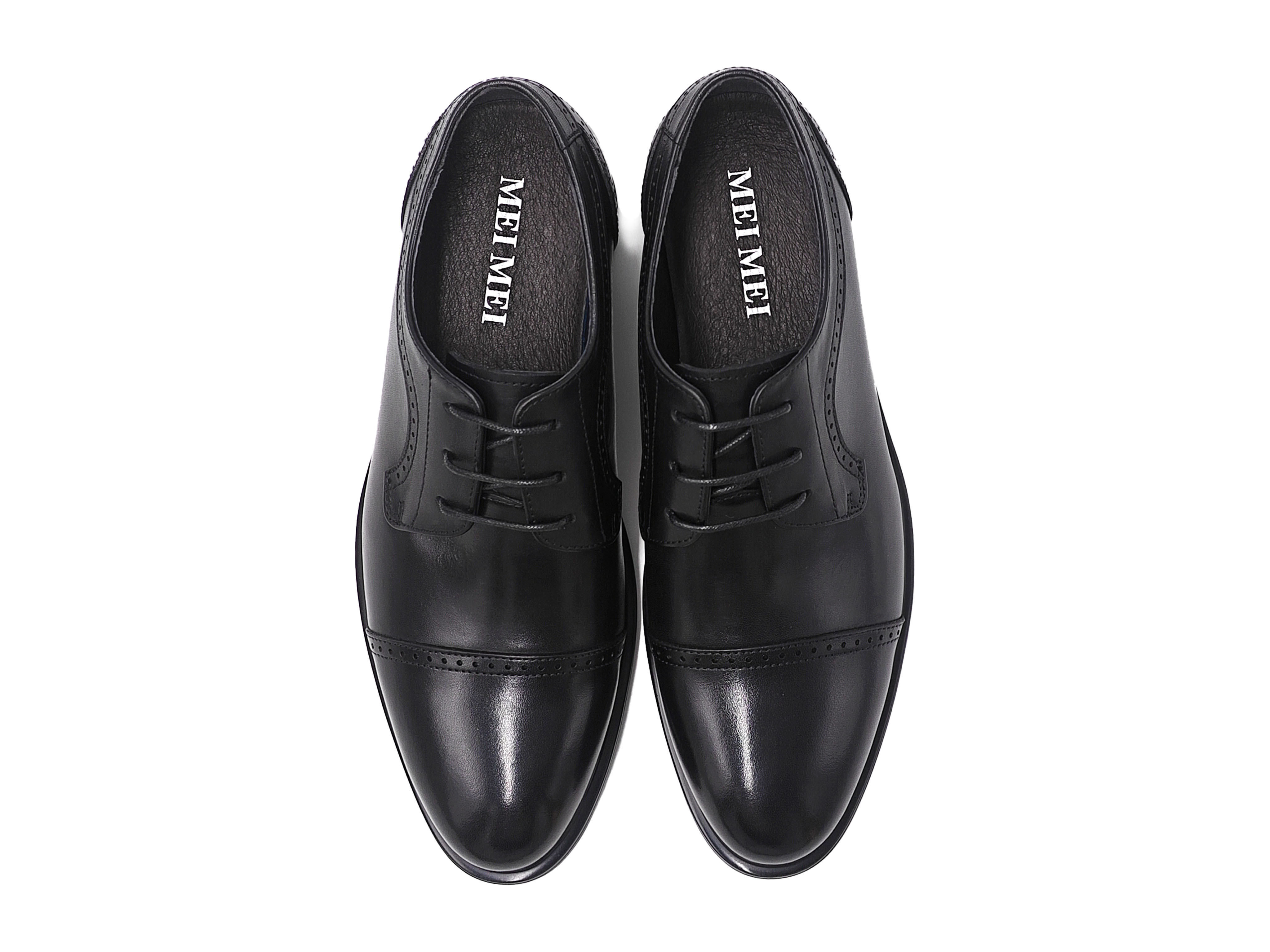 黑色真皮橫雕花商務男裝皮鞋