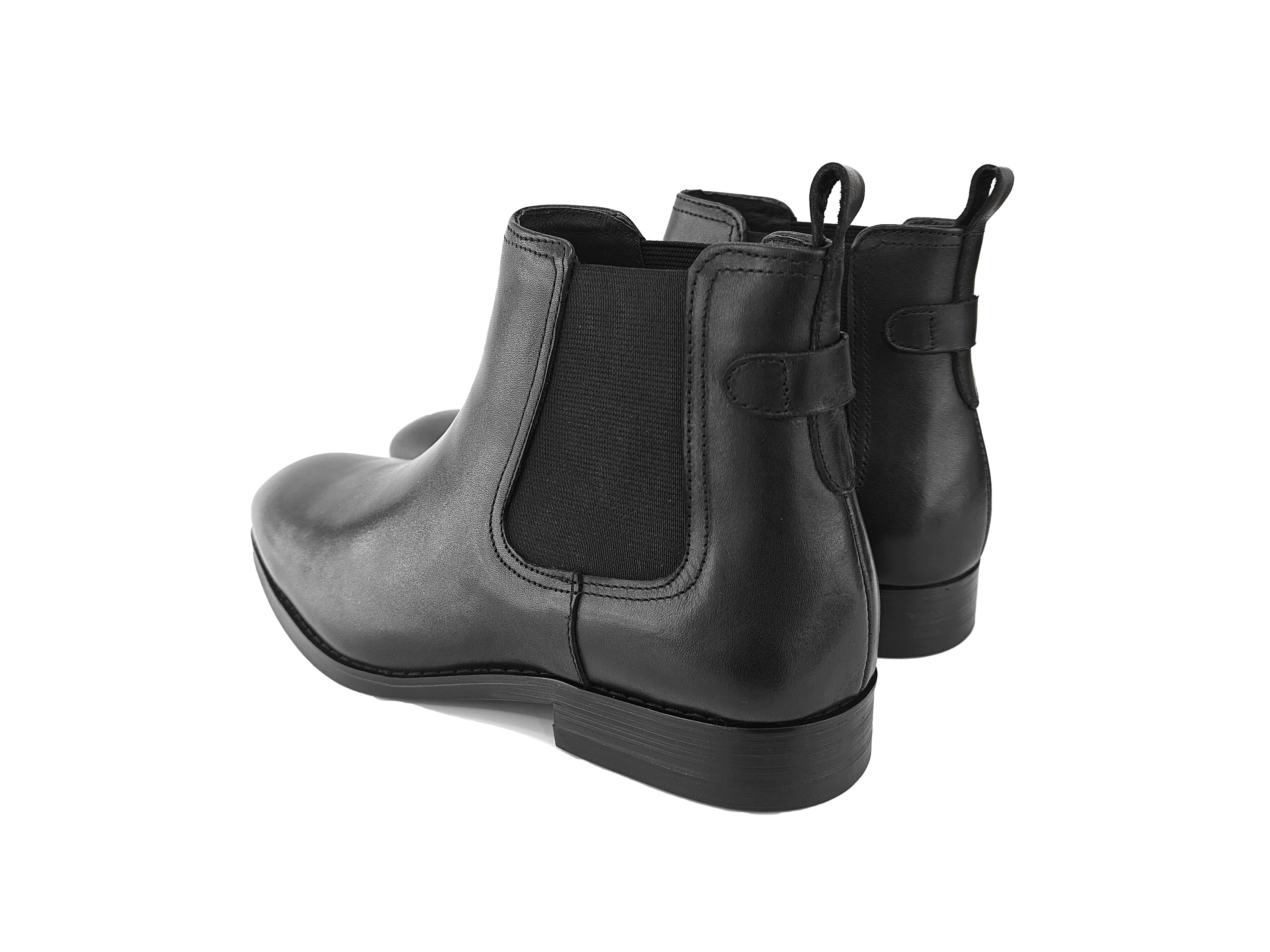 方头真皮男装橡筋切尔西短靴