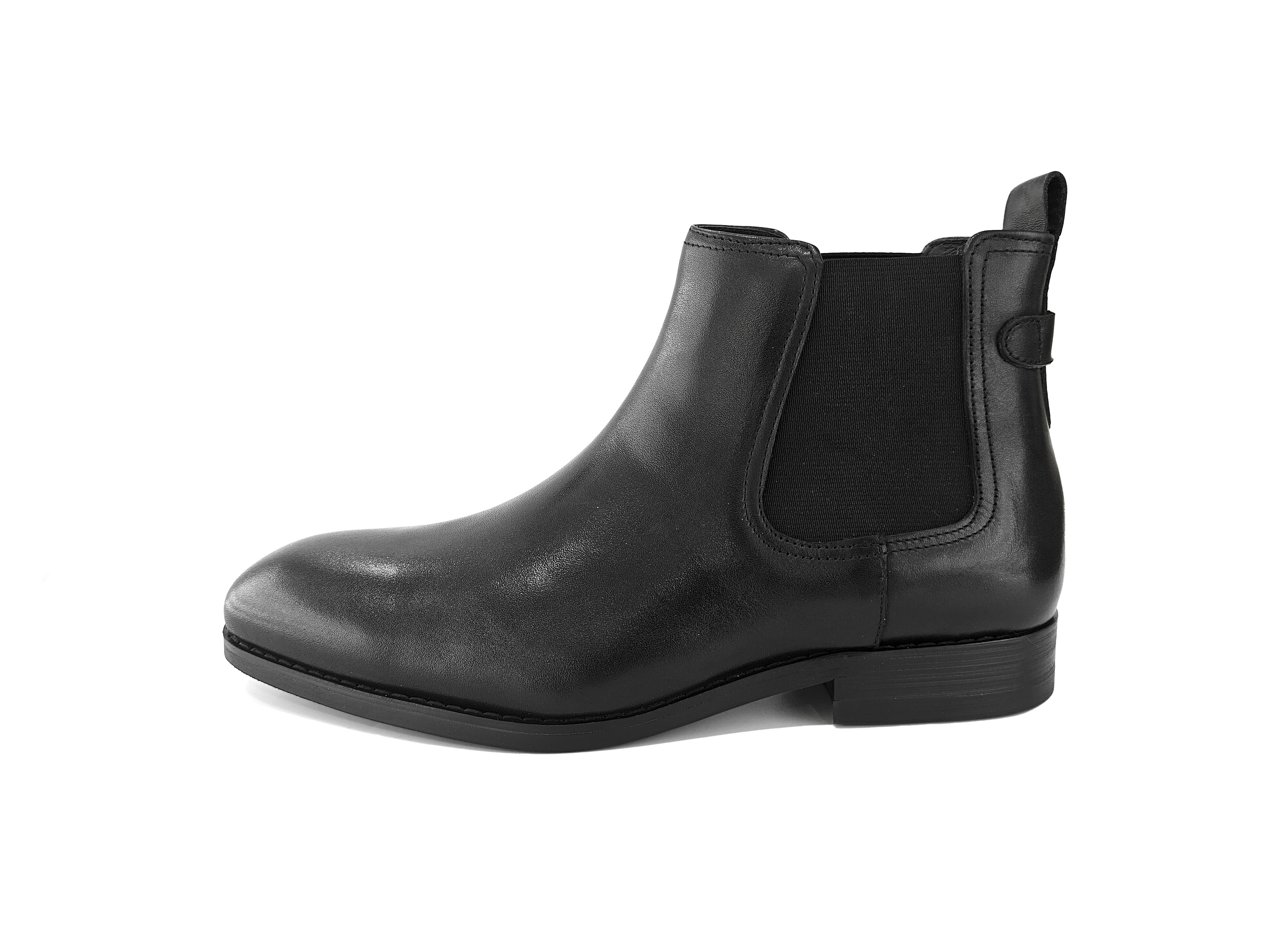 方头真皮男装橡筋切尔西短靴