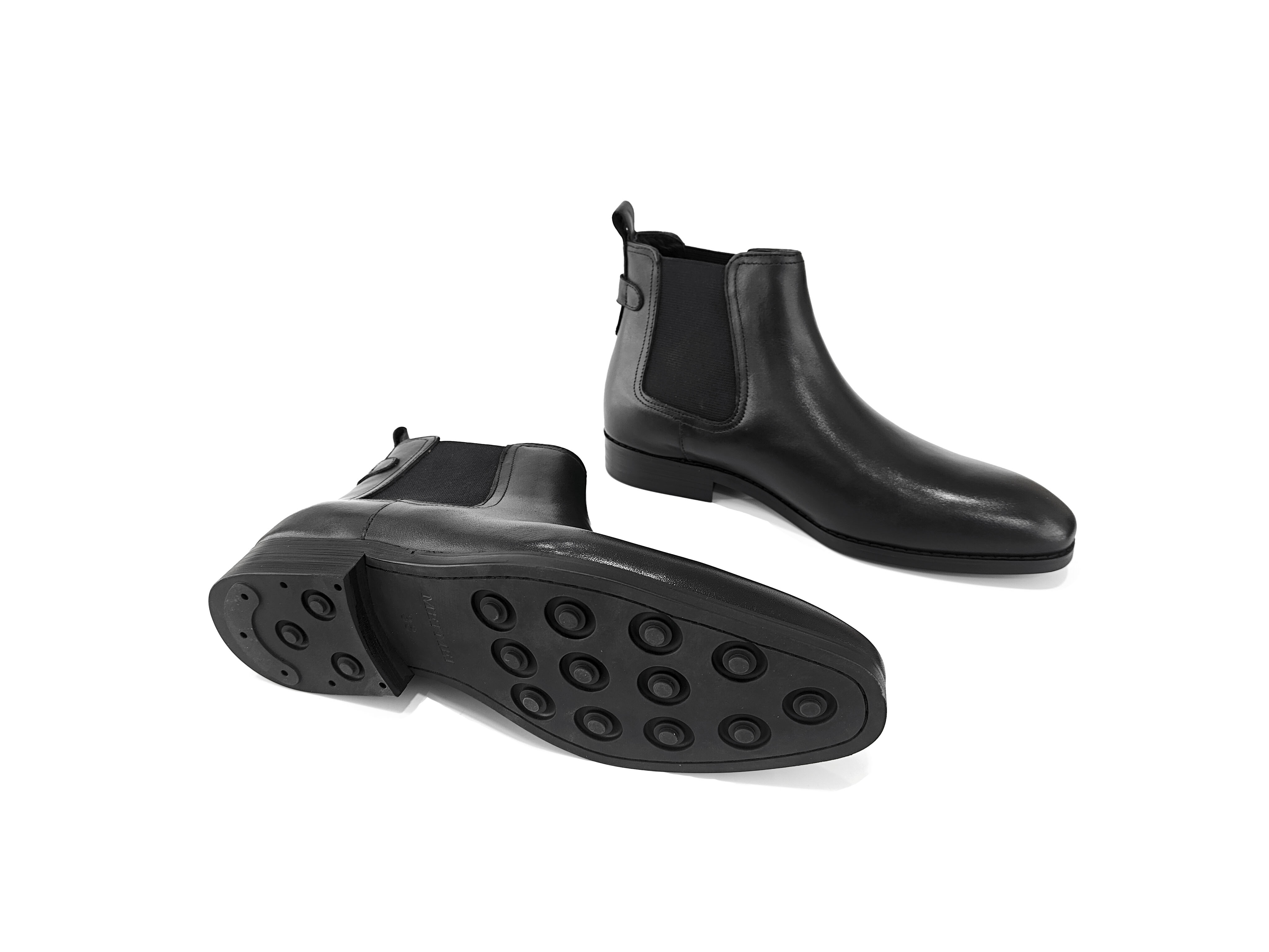 方头真皮男装橡筋切尔西短靴