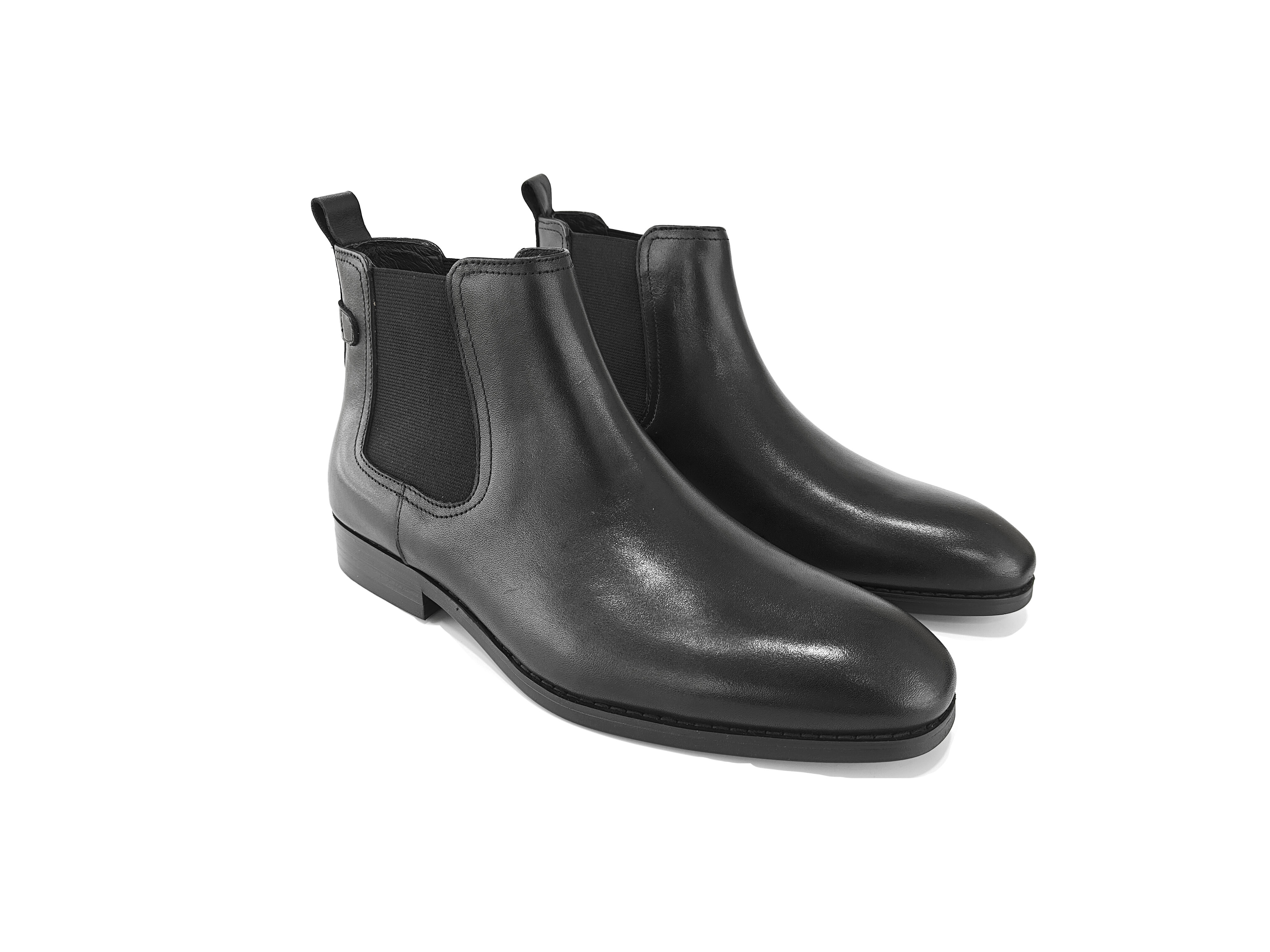 方头真皮男装橡筋切尔西短靴