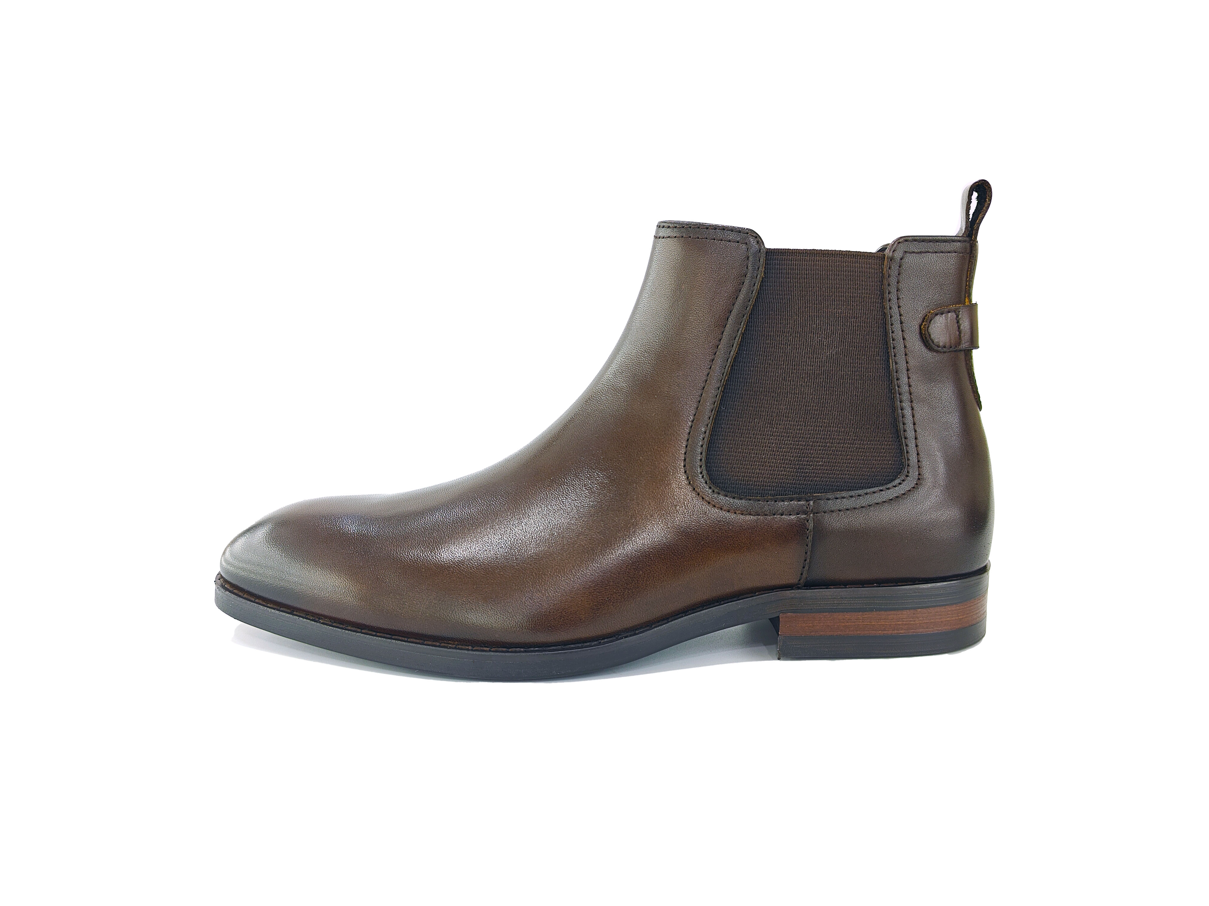 方头真皮男装橡筋切尔西短靴