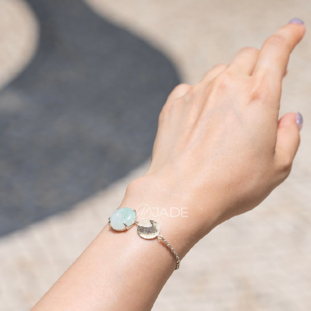 綠系列 翡翠平安扣純銀手鍊