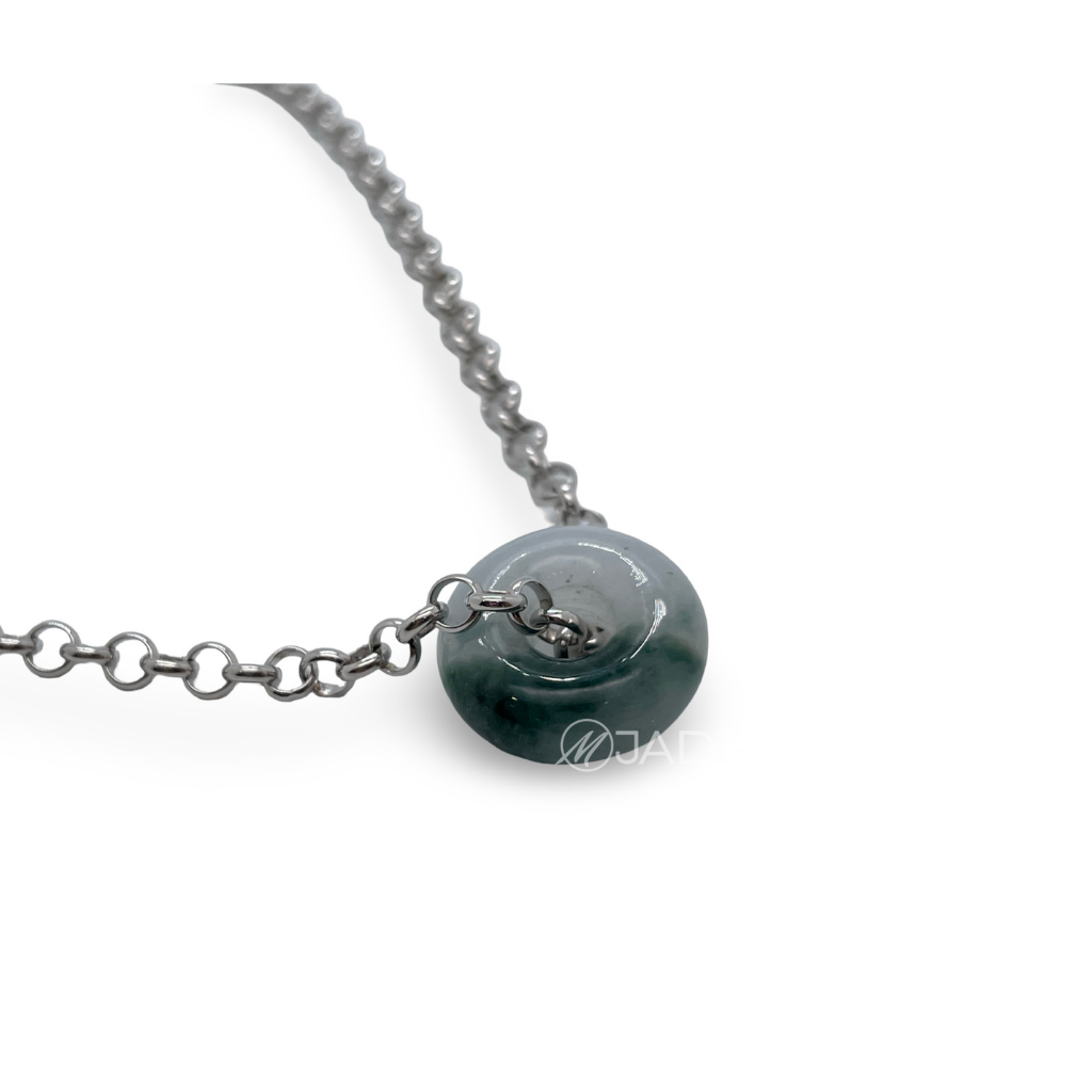 墨綠系列 翡翠平安扣甜甜圈純銀項鍊