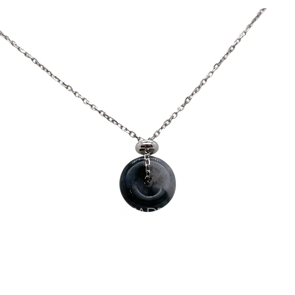 黑系列 翡翠平安扣純銀項鍊