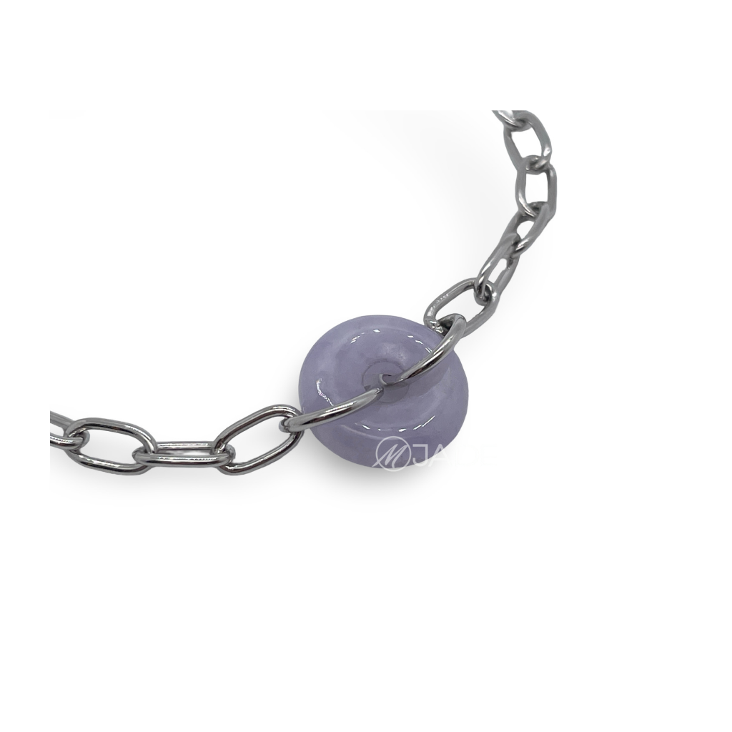 紫羅蘭系列 翡翠平安扣純銀手鍊