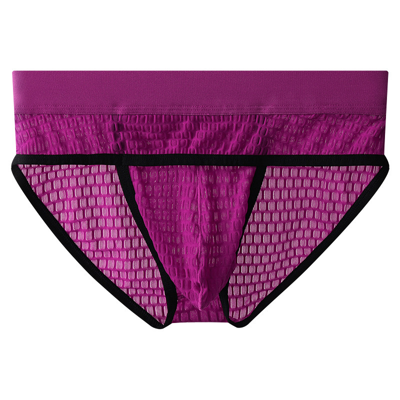 跨境男士三角蕾丝内裤冰丝青年中腰三角裤男透明调情成人三角裤衩