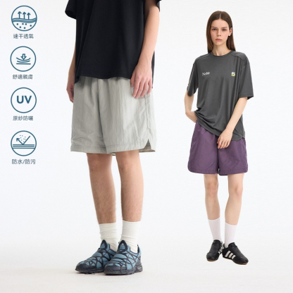 春夏新款美式金属质感三防运动速干短裤松紧系带宽松五分裤