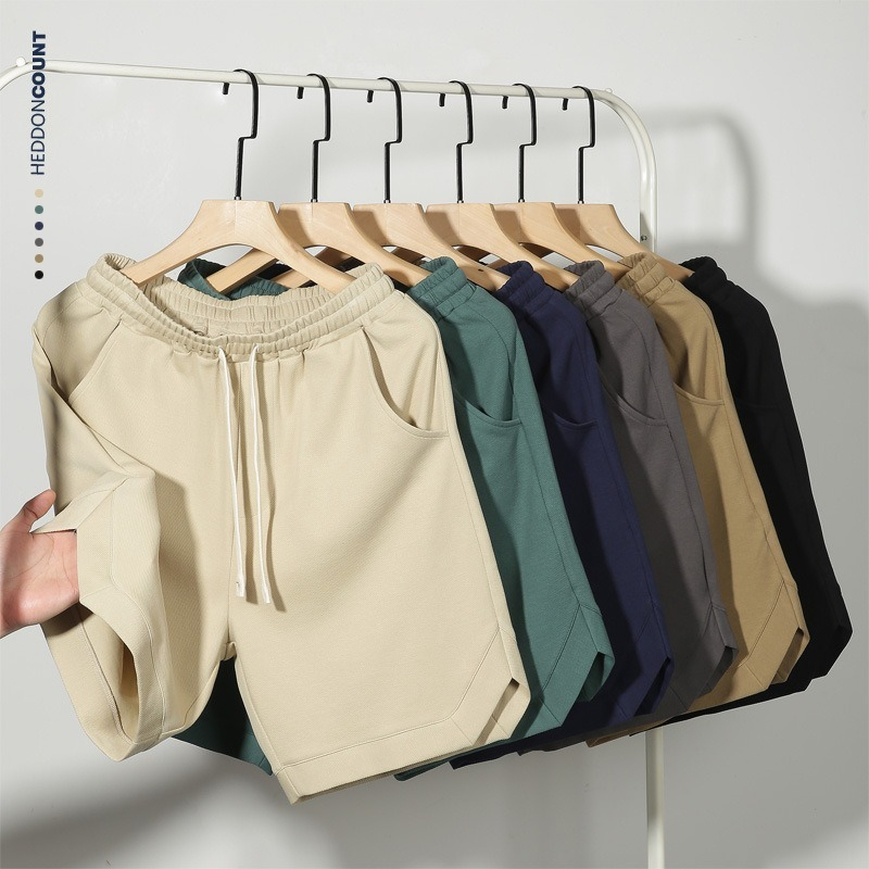 【高品質斜紋棉】日系復古闊腿寬鬆運動五分短褲