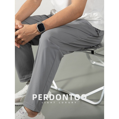 冰魄凉感速干休闲长裤男2025夏户外运动透气松紧腰商务显瘦直筒裤