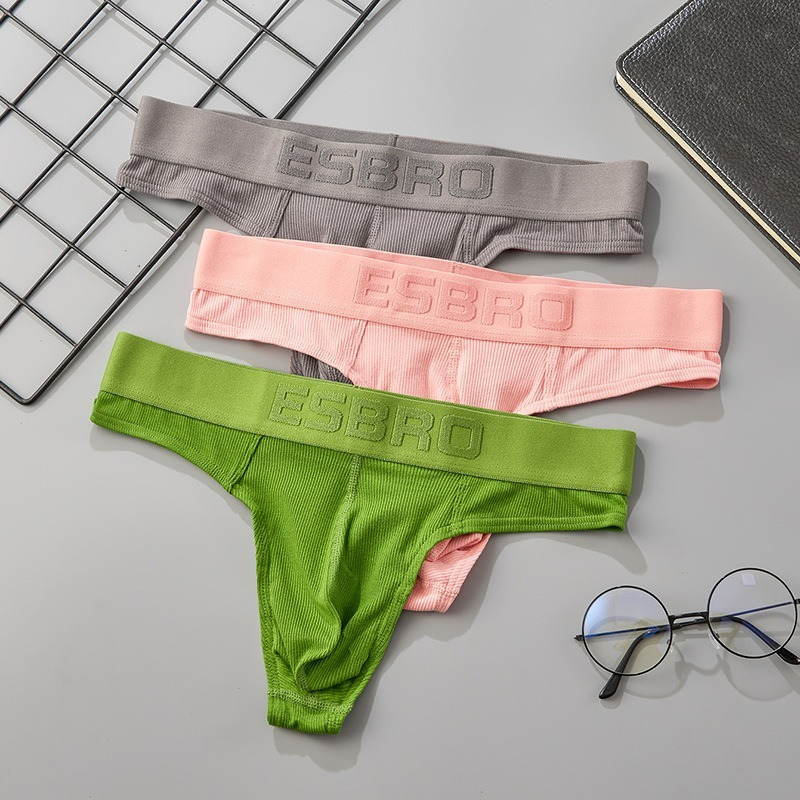 【個性螺紋】性感提臀透氣吸汗冰絲丁字男士內褲