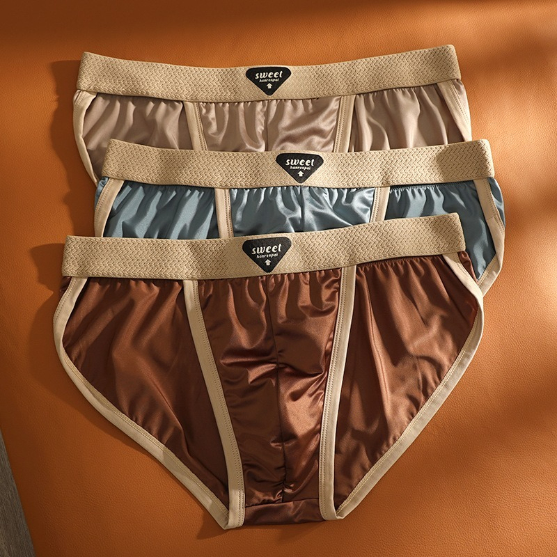 【輕奢緞面】高叉低腰透氣吸汗U凸男士三角褲