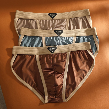 【輕奢緞面】高叉低腰透氣吸汗U凸男士三角褲