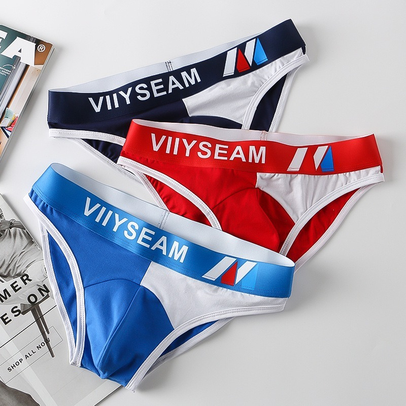 【透氣純棉系列】立體U凸~新款夏季寬腰帶撞色男士三角內褲