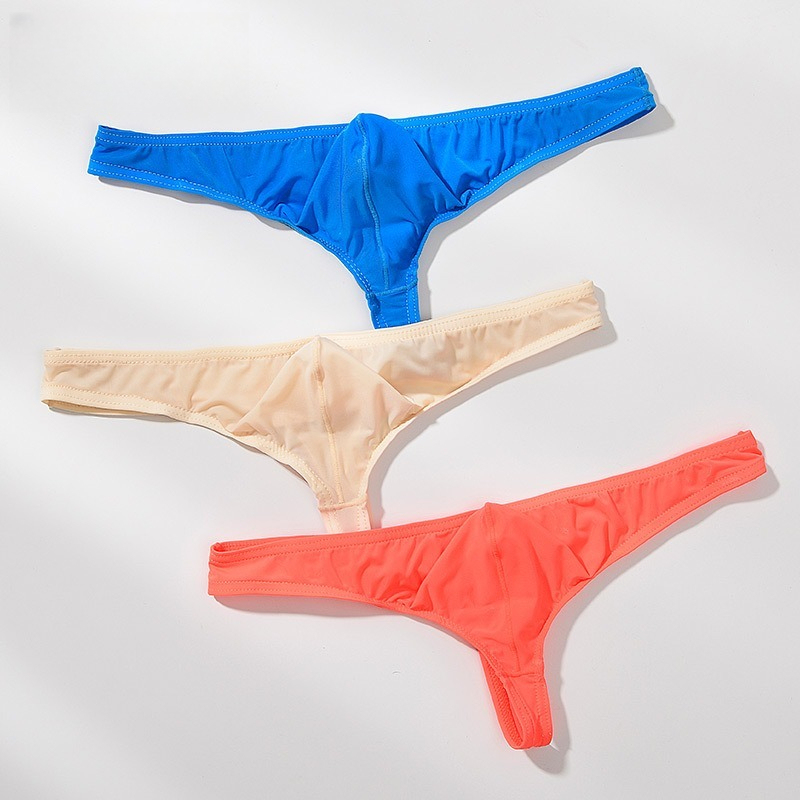 【半透明冰絲薄感】低腰冰絲小三角囊袋性感男士T褲內褲