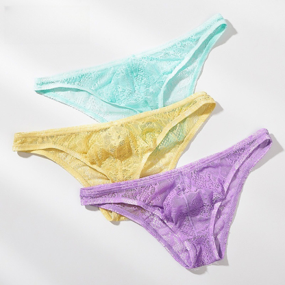 【性感蕾絲系列】低腰冰絲U凸超薄透氣男士三角內褲