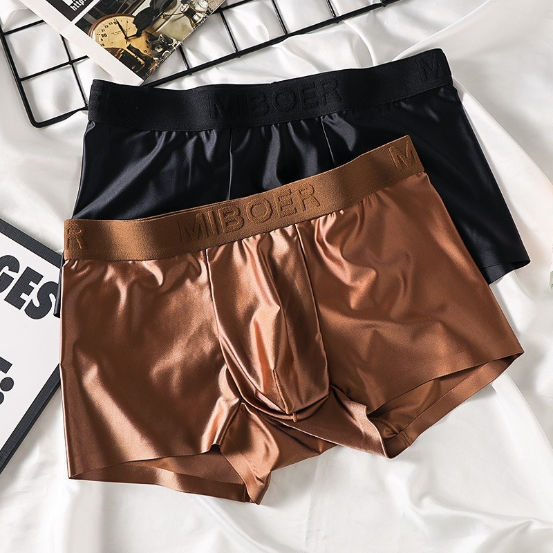 【高品質綢緞面料】透氣順滑彈力大囊袋冰絲男士平角內褲