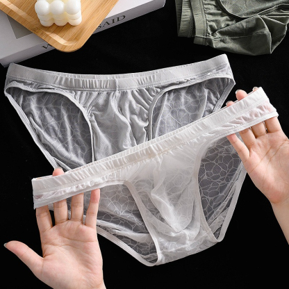 【冰感素肌紗】超薄冰絲透氣抑菌蕾絲性感男士三角内褲