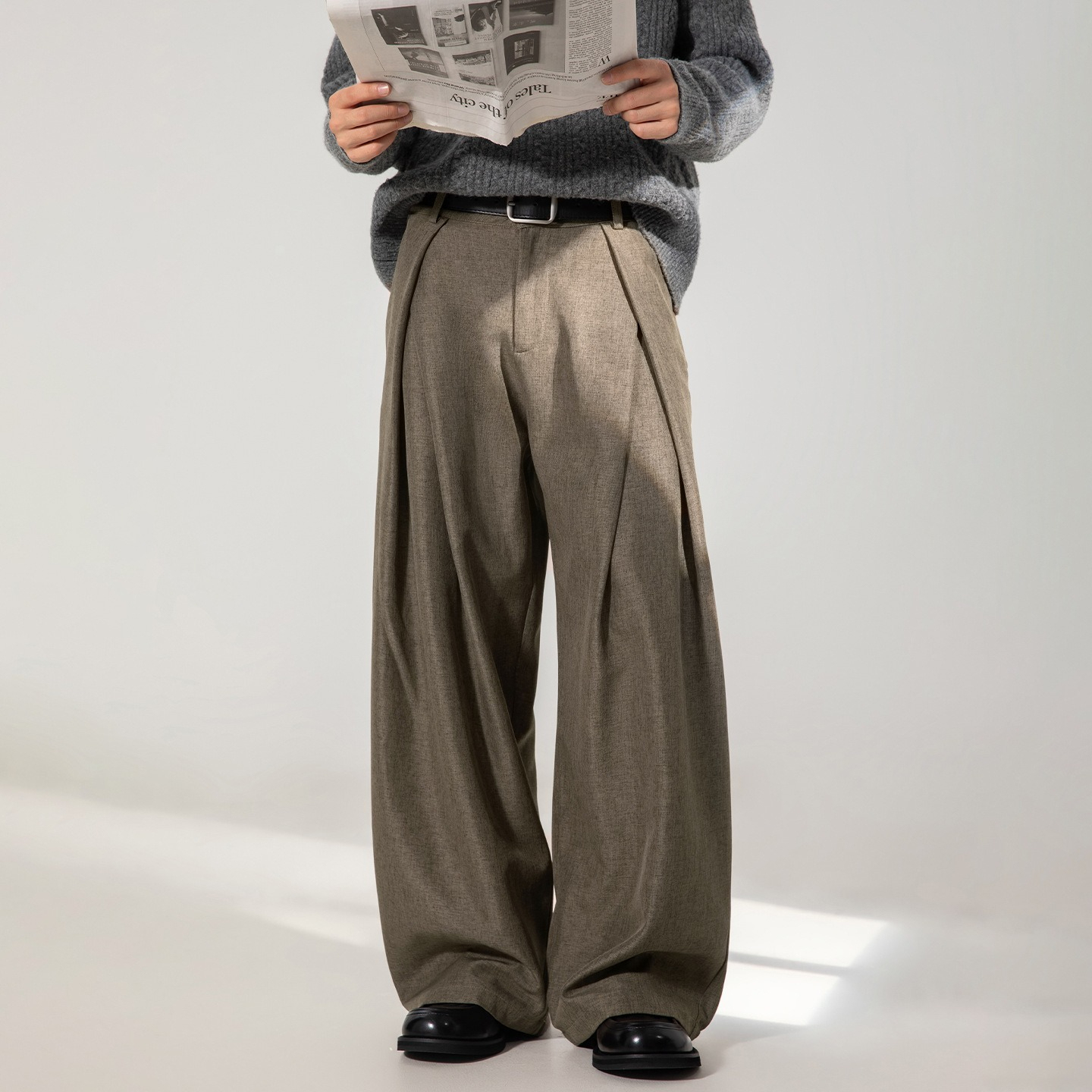 【輕奢老錢風】立體褶皺A字廓形男士高級感通勤百搭長褲休閑西褲