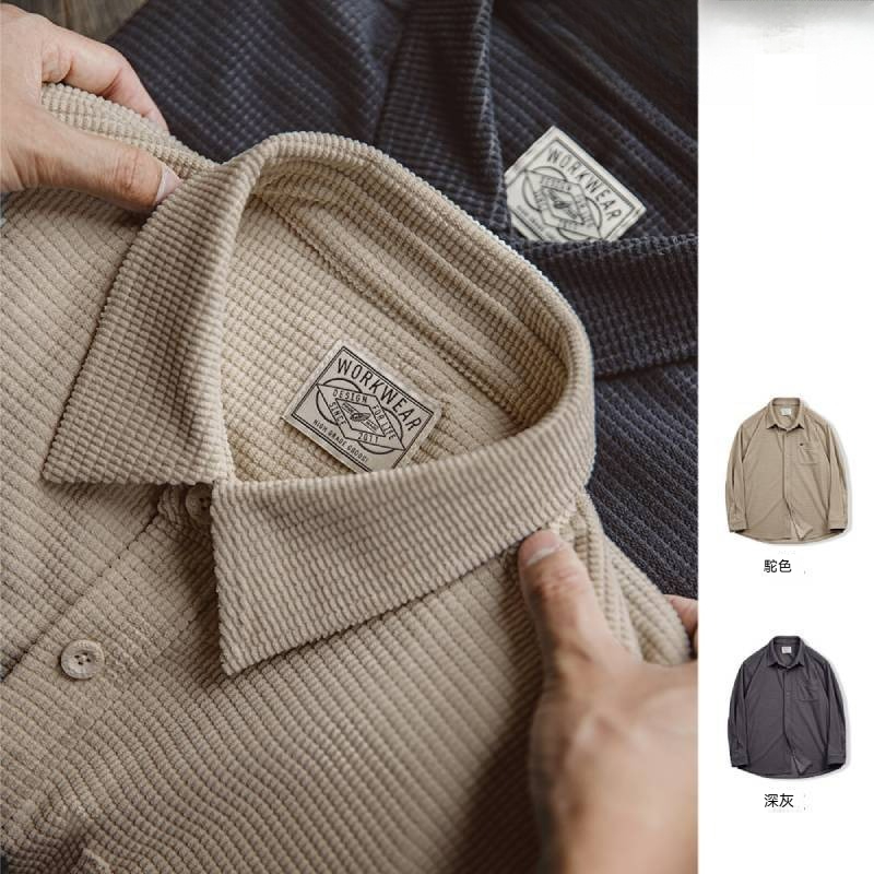 [Copy]【日系條紋】秋季復古條紋簡約寬鬆百搭休閑襯衣外套