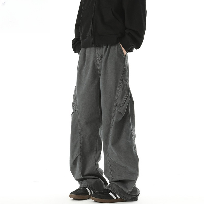 [Copy]【日系寬鬆彎刀】後側打褶垂感彎刀寬鬆男士休閑長褲