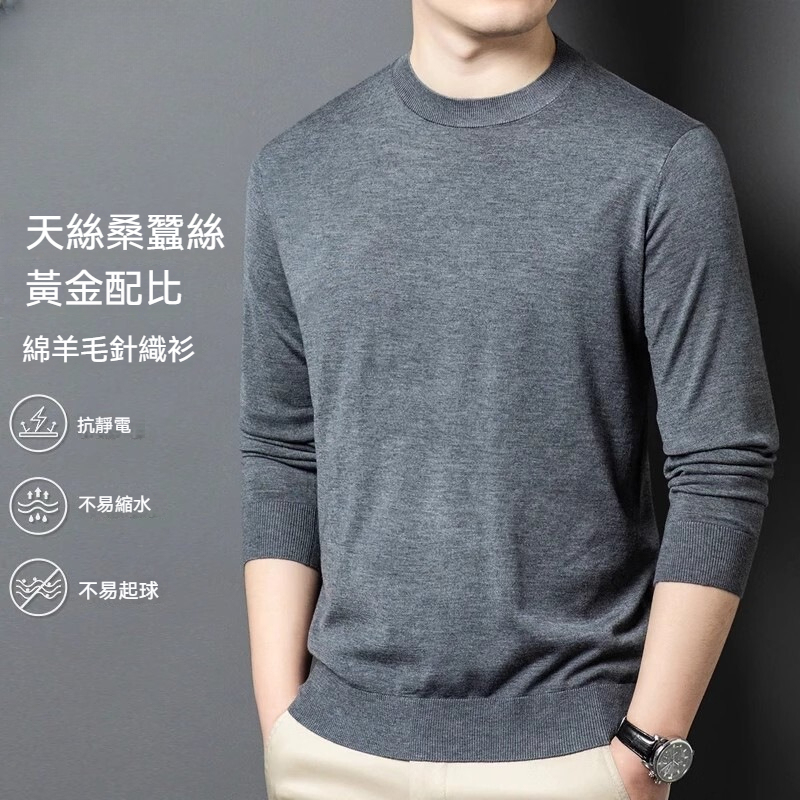 [Copy]【高端質感】升級羊毛桑蠶絲蓄熱保暖拉鏈立領純色長袖衛衣毛衣