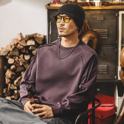 [Copy]【輕奢液氮絲光棉】升級液氮絲光棉圓領男士純色百搭長袖