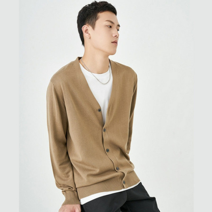 【百搭開衫毛衣】韓版寬鬆時尚大V領毛衣百搭男士針織衫