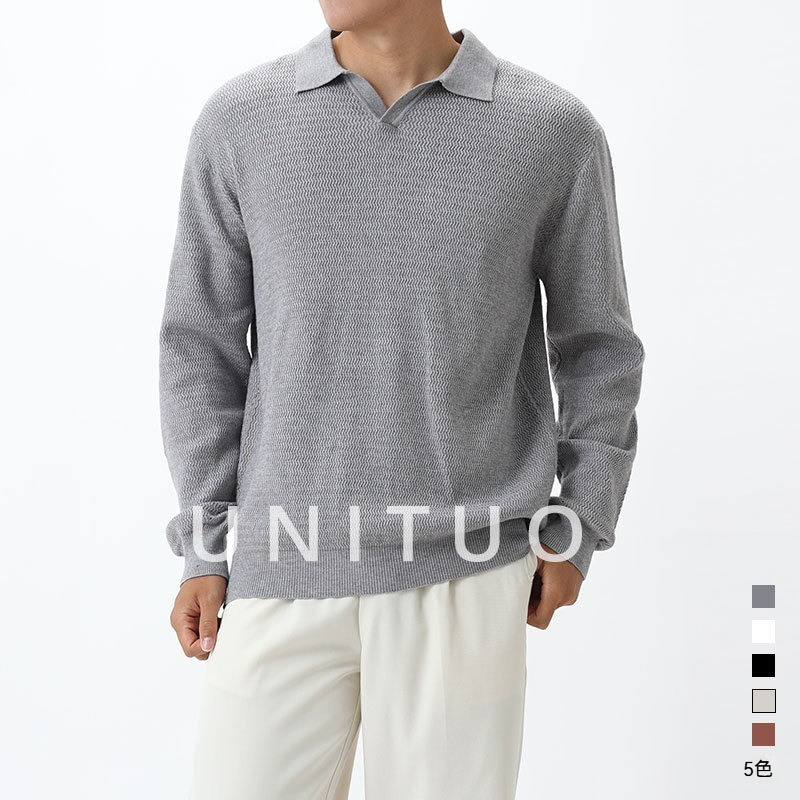 [Copy]【雲感纖柔紗】暖冬親膚V領毛衣男士保暖通勤百搭曡穿純色針織衫