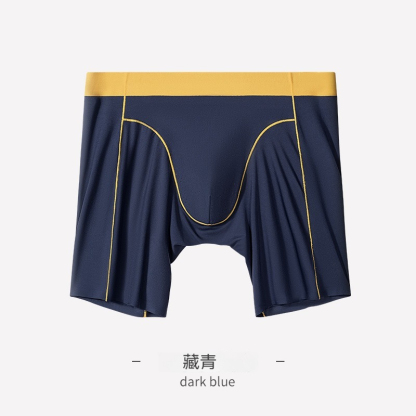 【防磨腿防捲邊】冰絲純色加長版運動平角內褲
