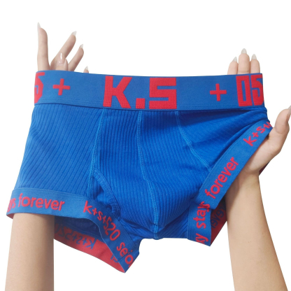 【高彈乾爽】潮流字母撞色螺紋運動透氣U凸囊袋男士平角内褲