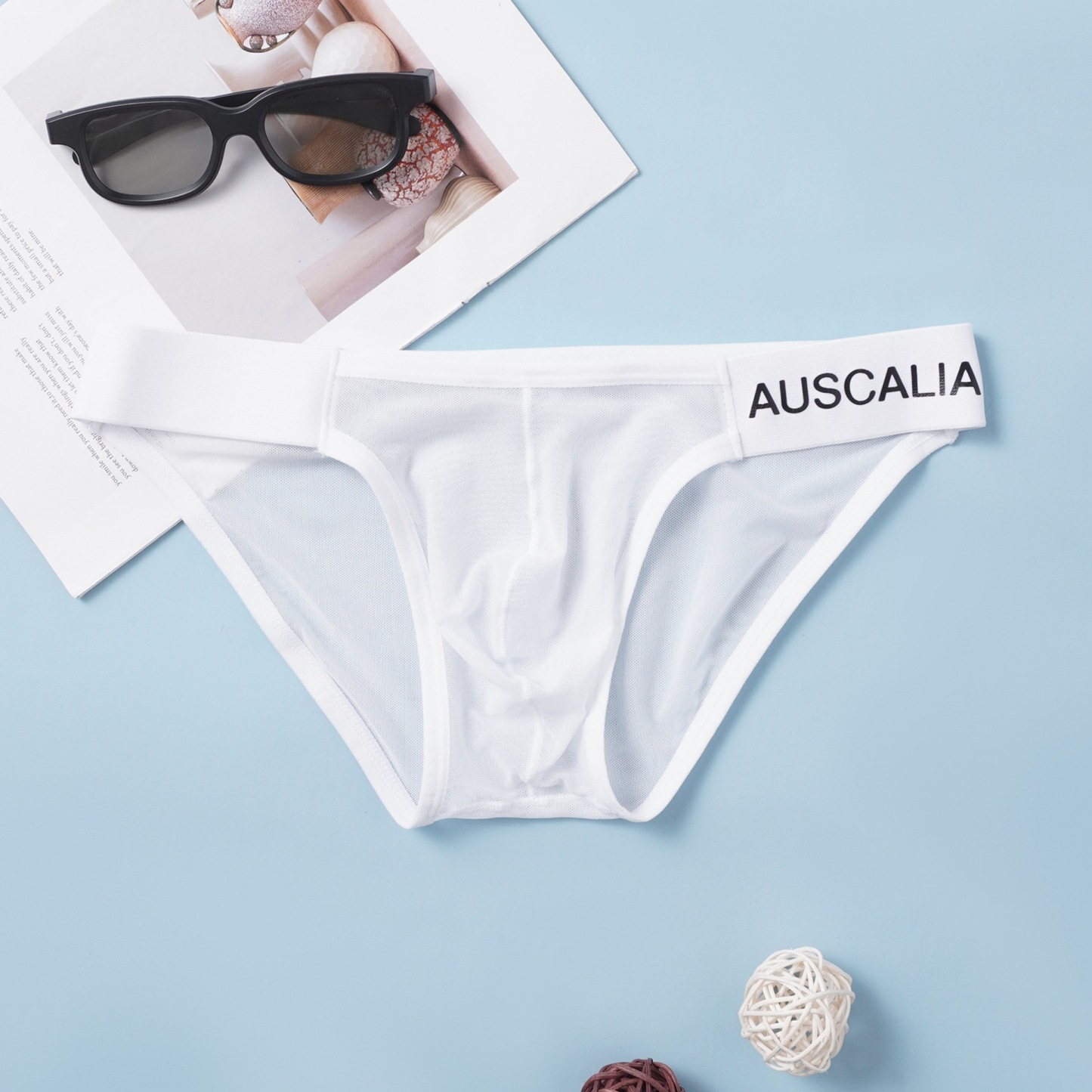 【輕盈網紗系列】超絕涼感冰絲U凸高叉時尚低腰三角男士內褲