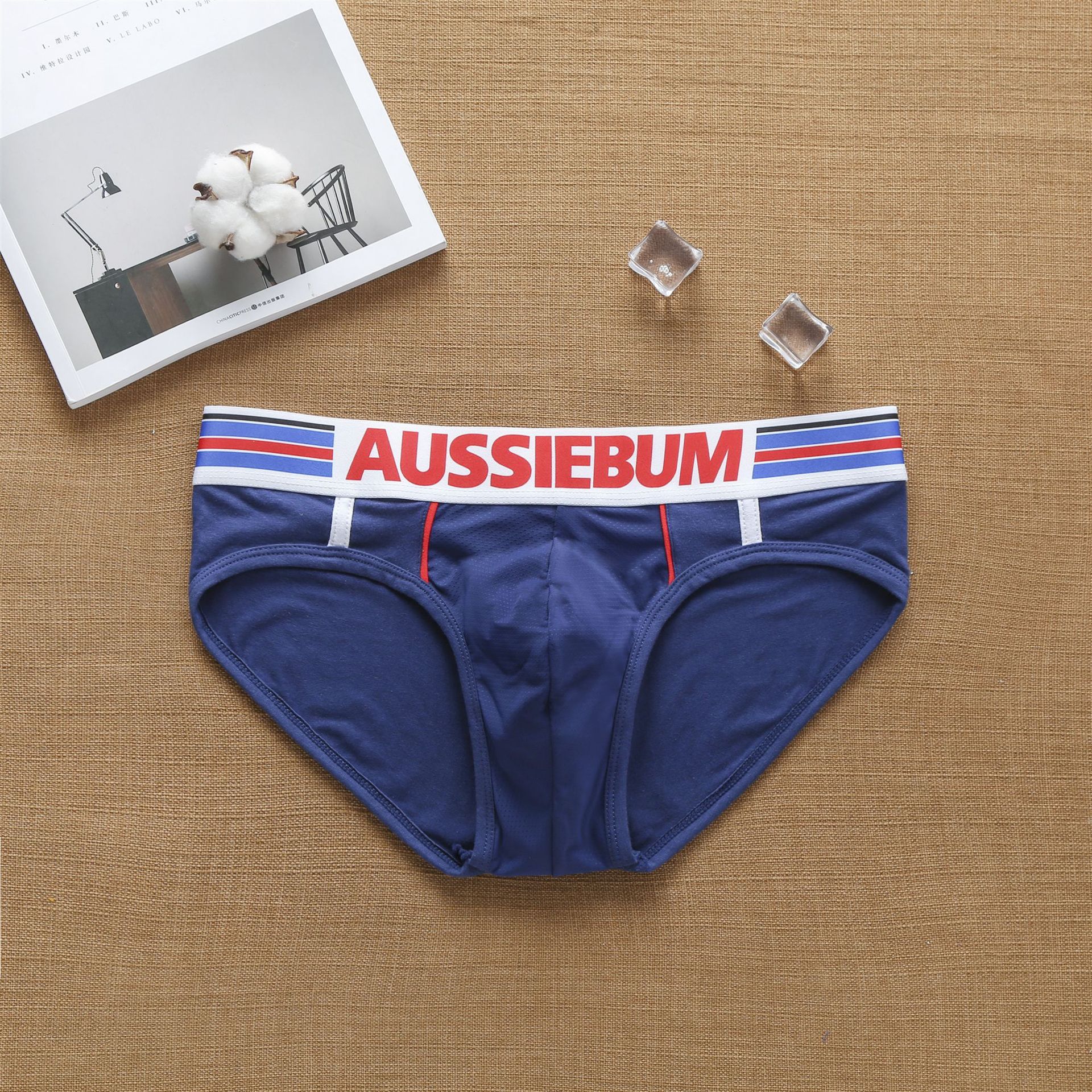 [Copy]【透氣加寬腰帶】個性字母腰帶冰絲U凸高叉低腰提臀三角男士內褲